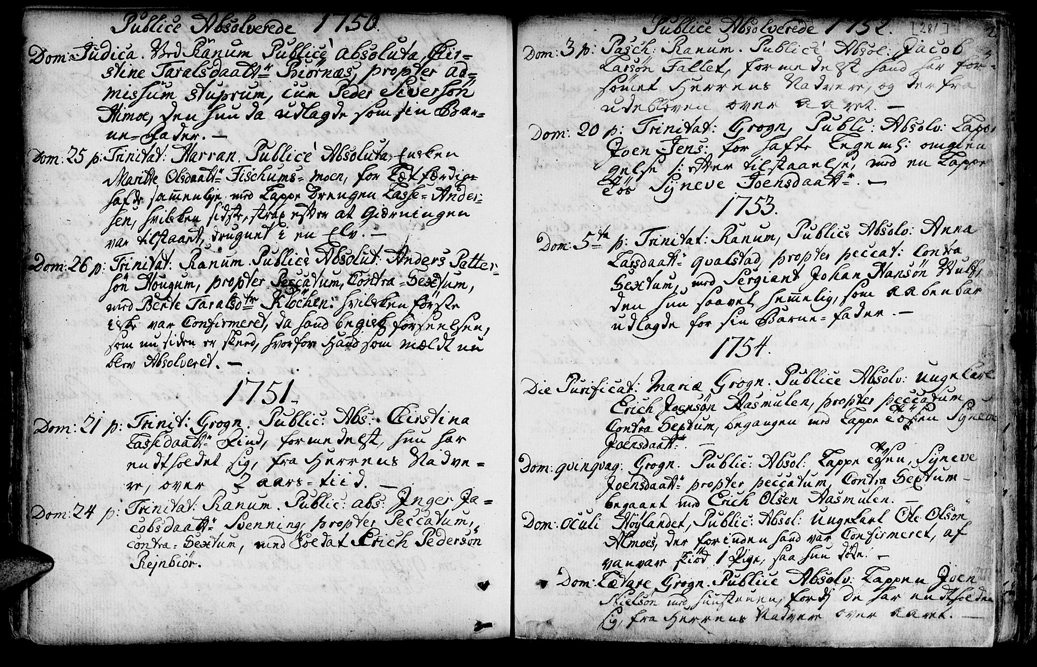 Ministerialprotokoller, klokkerbøker og fødselsregistre - Nord-Trøndelag, SAT/A-1458/764/L0542: Parish register (official) no. 764A02, 1748-1779, p. 281