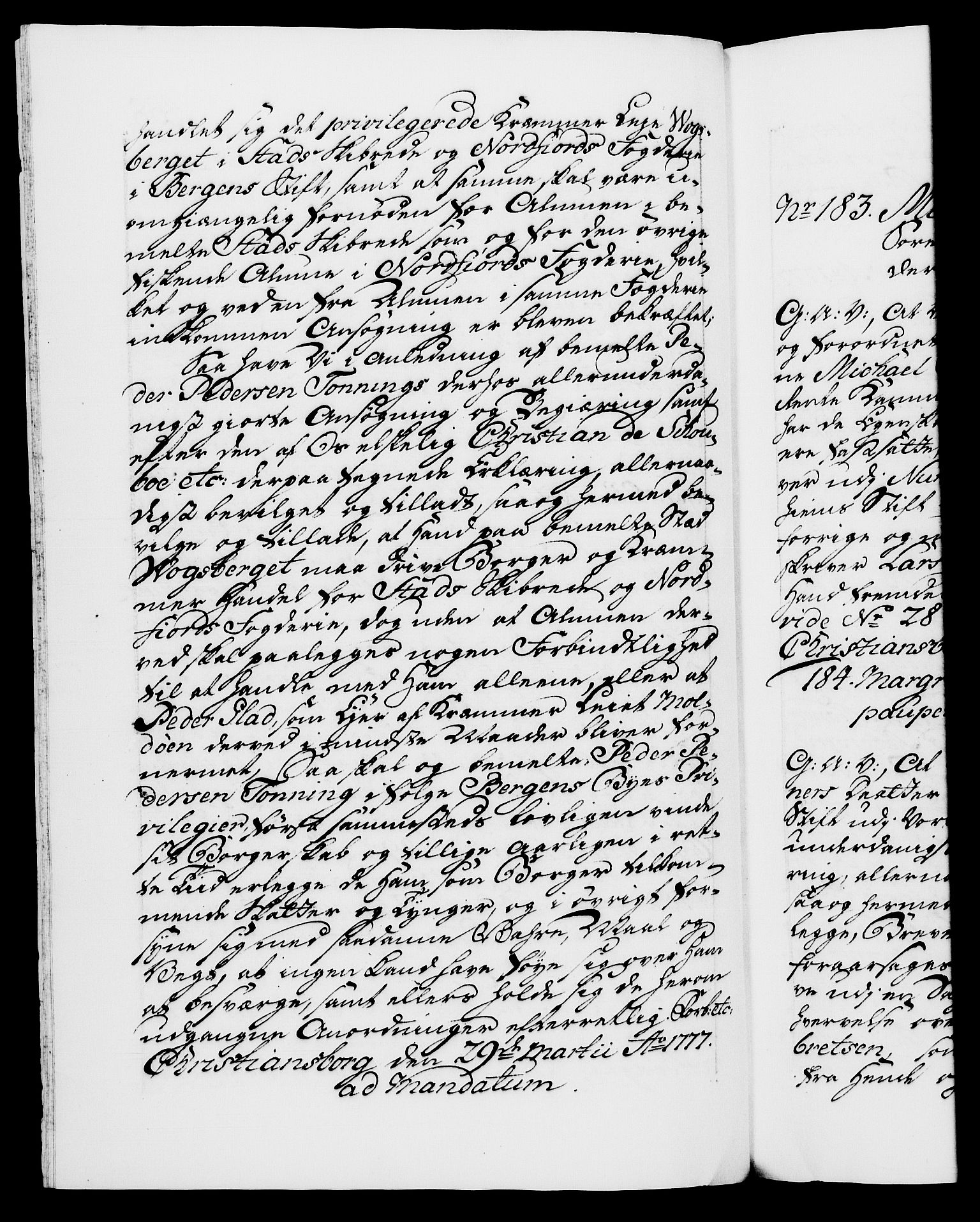 Danske Kanselli 1572-1799, RA/EA-3023/F/Fc/Fca/Fcaa/L0047: Norske registre, 1776-1778, p. 458b