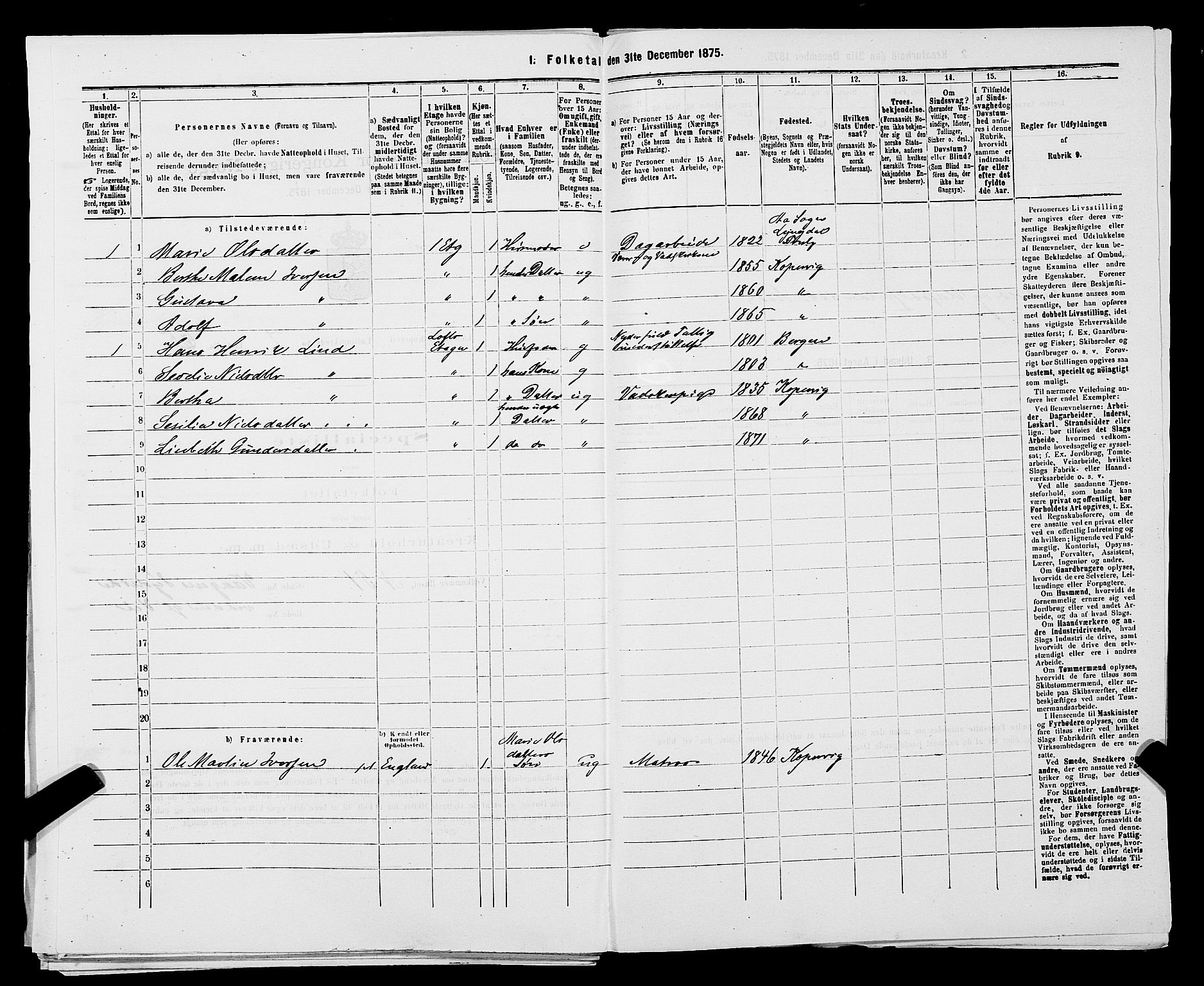 SAST, 1875 census for 1105B Avaldsnes/Kopervik, 1875, p. 130