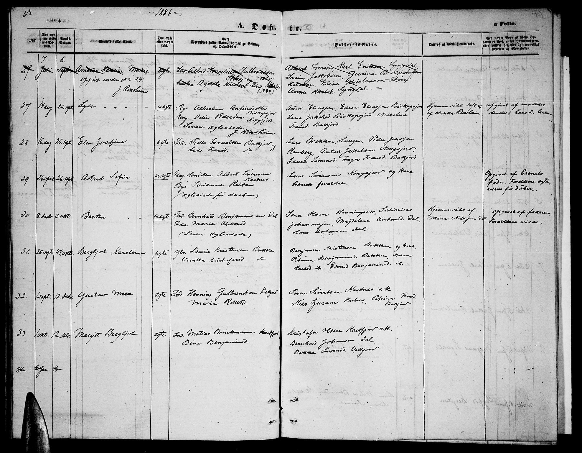 Ministerialprotokoller, klokkerbøker og fødselsregistre - Nordland, AV/SAT-A-1459/884/L1196: Parish register (copy) no. 884C02, 1860-1887, p. 63