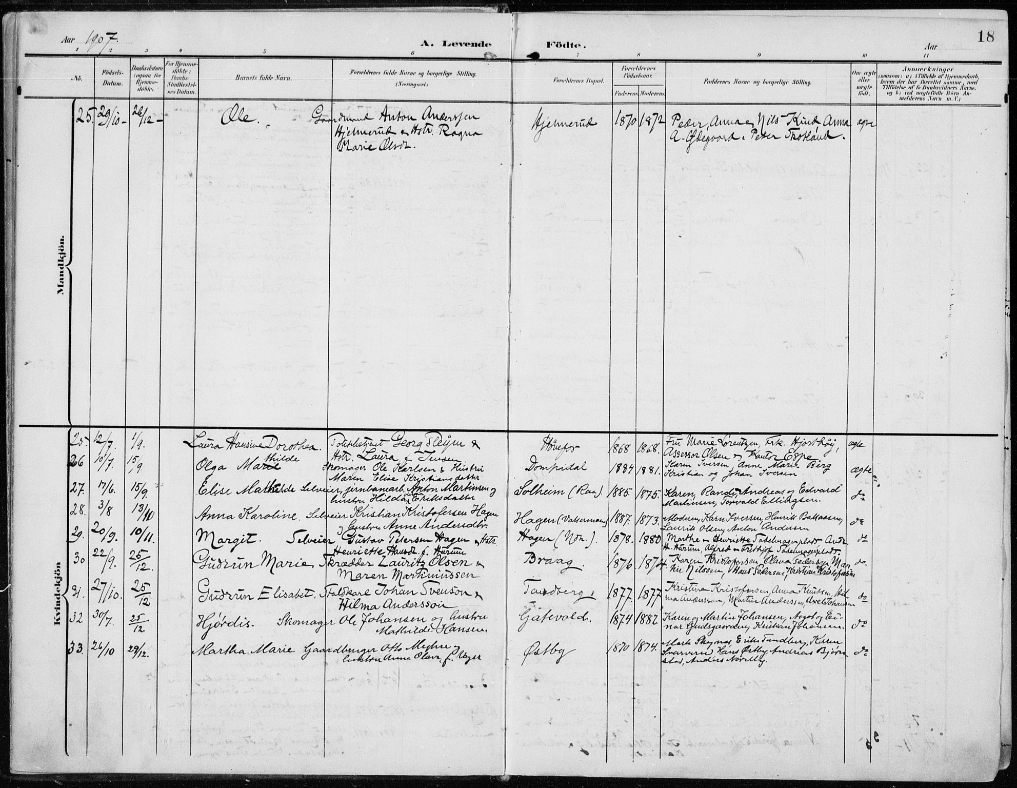 Norderhov kirkebøker, AV/SAKO-A-237/F/Fa/L0017: Parish register (official) no. 17, 1903-1919, p. 18