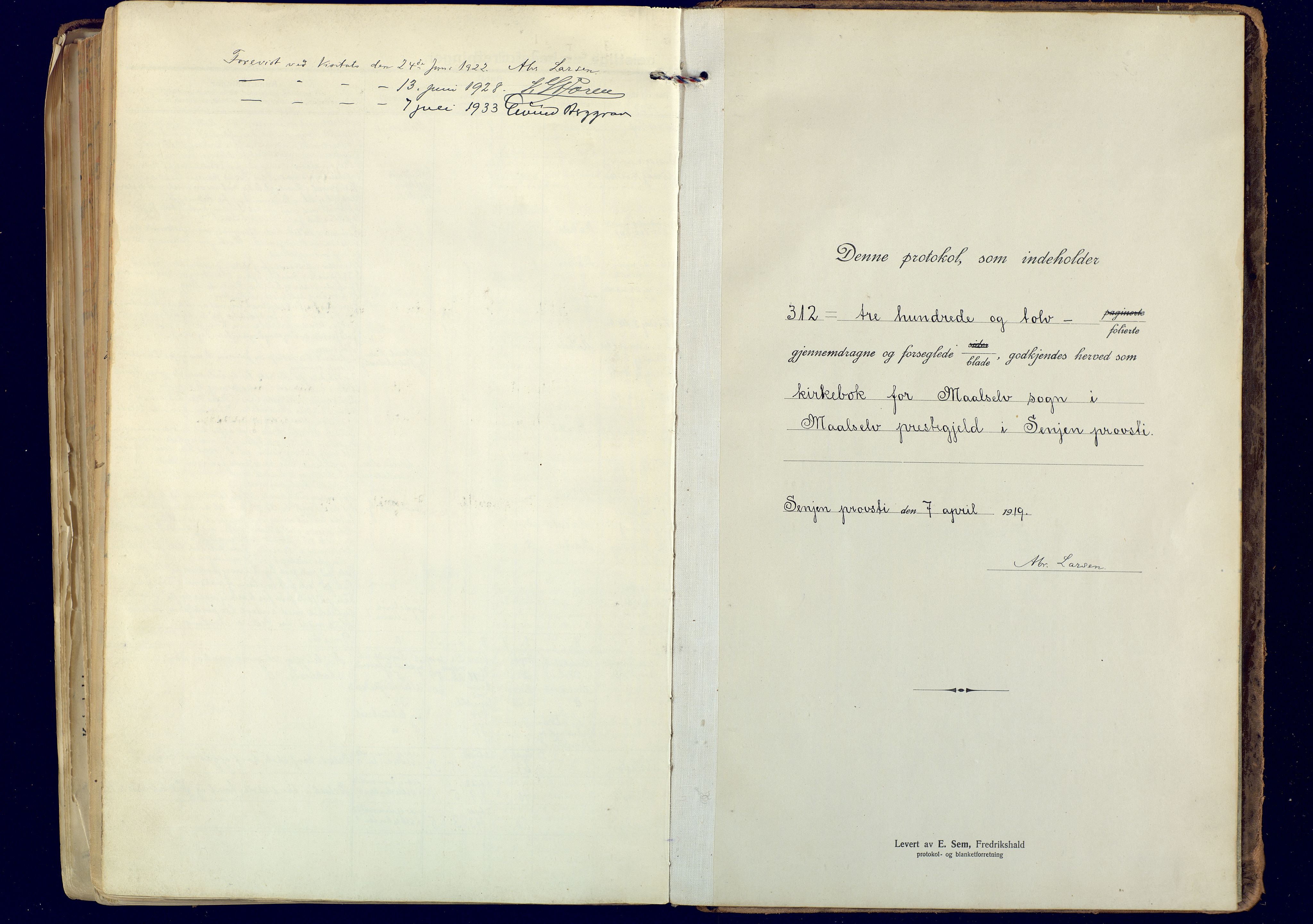 Målselv sokneprestembete, SATØ/S-1311/G/Ga/Gaa/L0014kirke: Parish register (official) no. 14, 1919-1932, p. 313