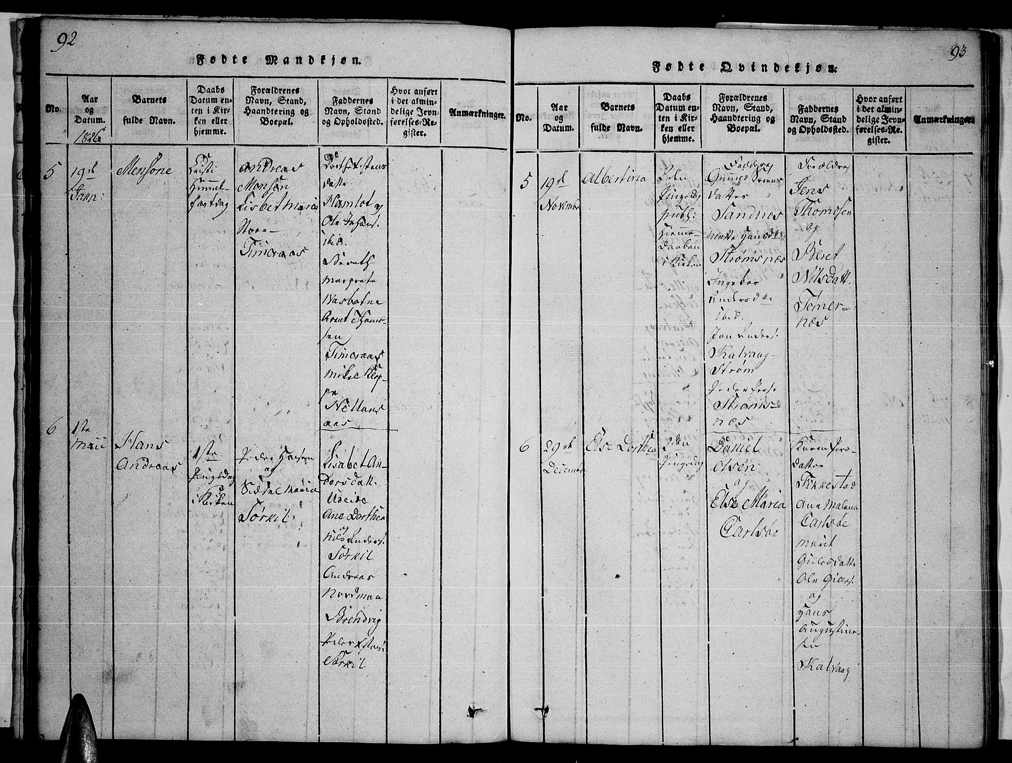 Ministerialprotokoller, klokkerbøker og fødselsregistre - Nordland, AV/SAT-A-1459/859/L0855: Parish register (copy) no. 859C01, 1821-1839, p. 92-93