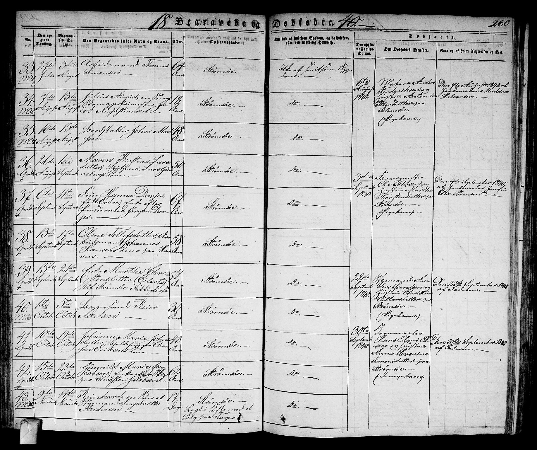 Strømsø kirkebøker, SAKO/A-246/F/Fa/L0012: Parish register (official) no. I 12, 1830-1847, p. 260