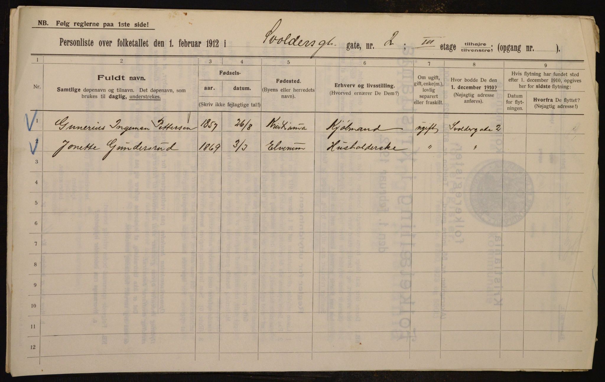 OBA, Municipal Census 1912 for Kristiania, 1912, p. 106270