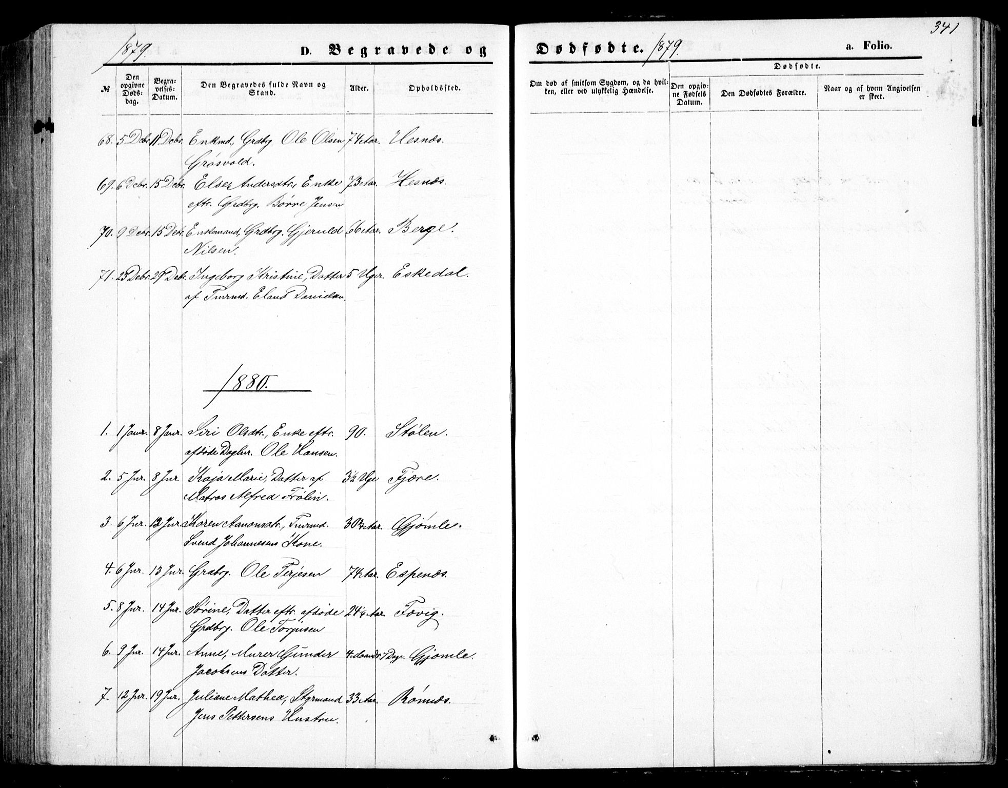 Fjære sokneprestkontor, SAK/1111-0011/F/Fb/L0010: Parish register (copy) no. B 10, 1871-1880, p. 341