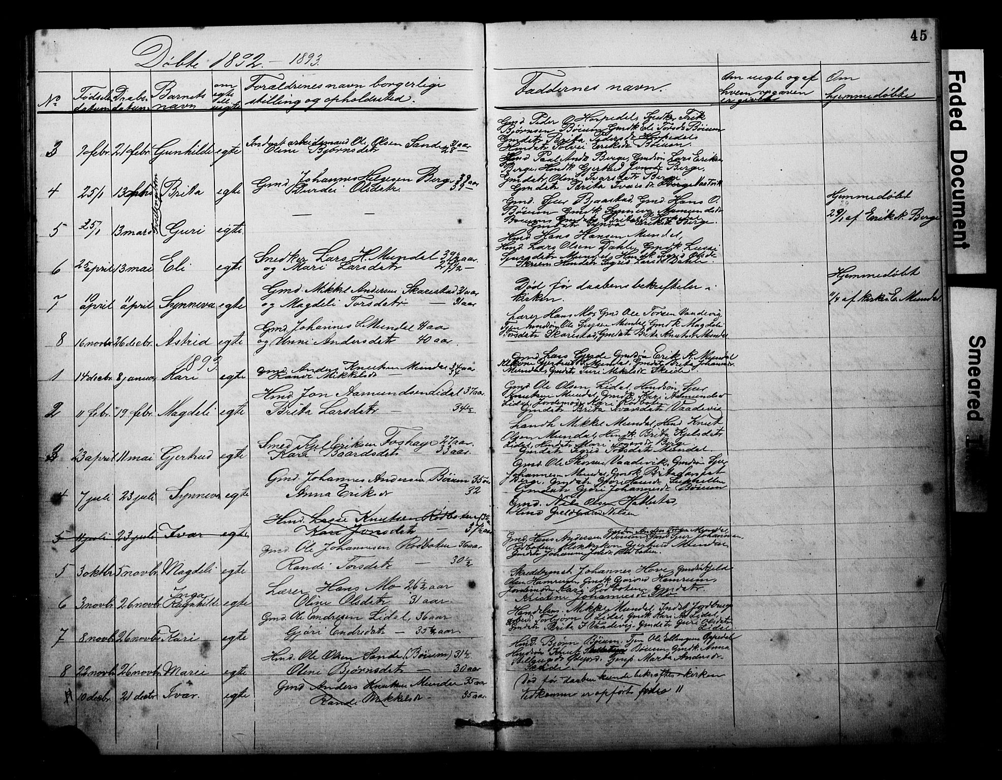 Balestrand sokneprestembete, SAB/A-79601: Parish register (copy) no. B 1A, 1880-1916, p. 45
