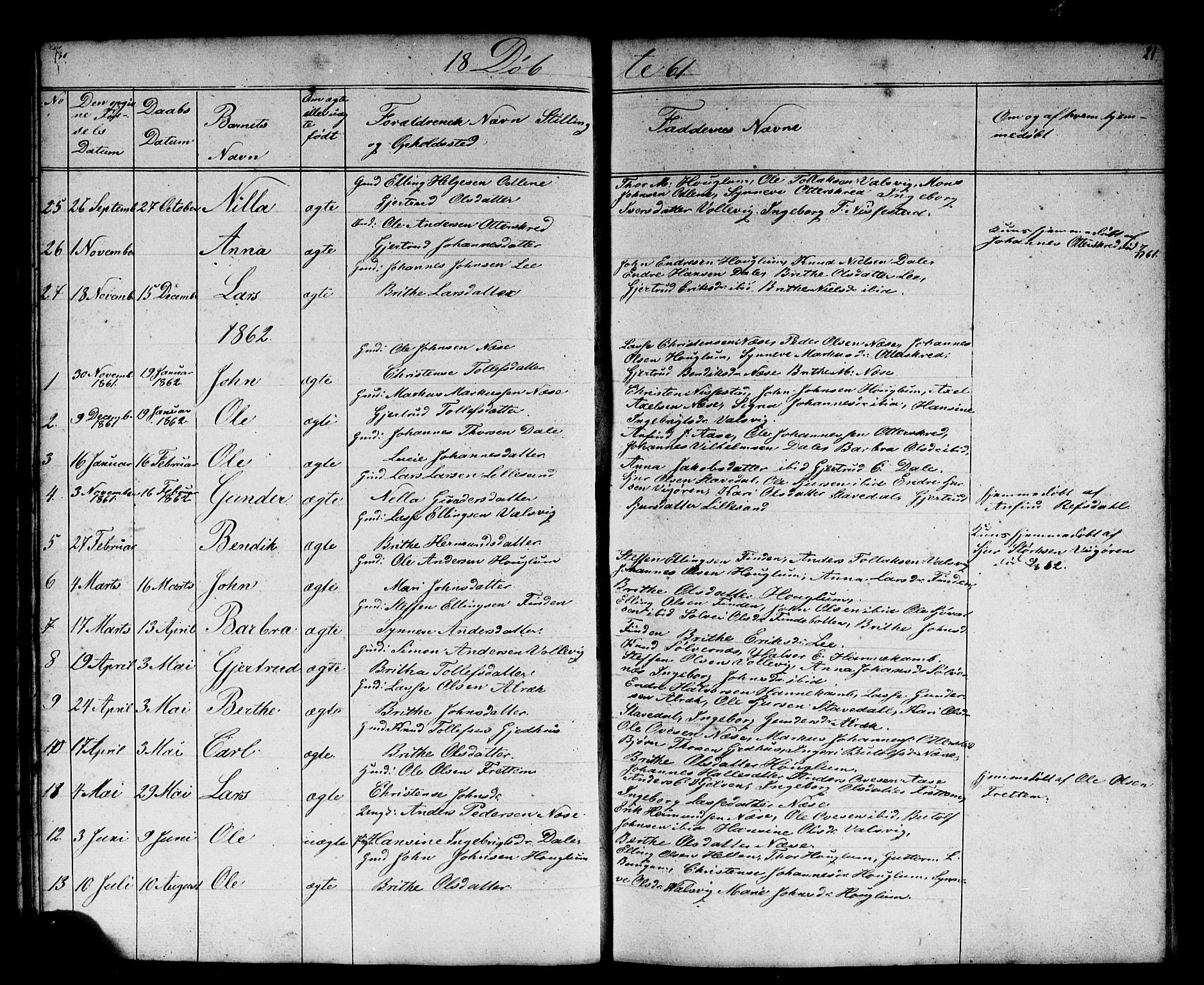 Vik sokneprestembete, AV/SAB-A-81501/H/Hab/Habb/L0001: Parish register (copy) no. B 1, 1847-1877, p. 21