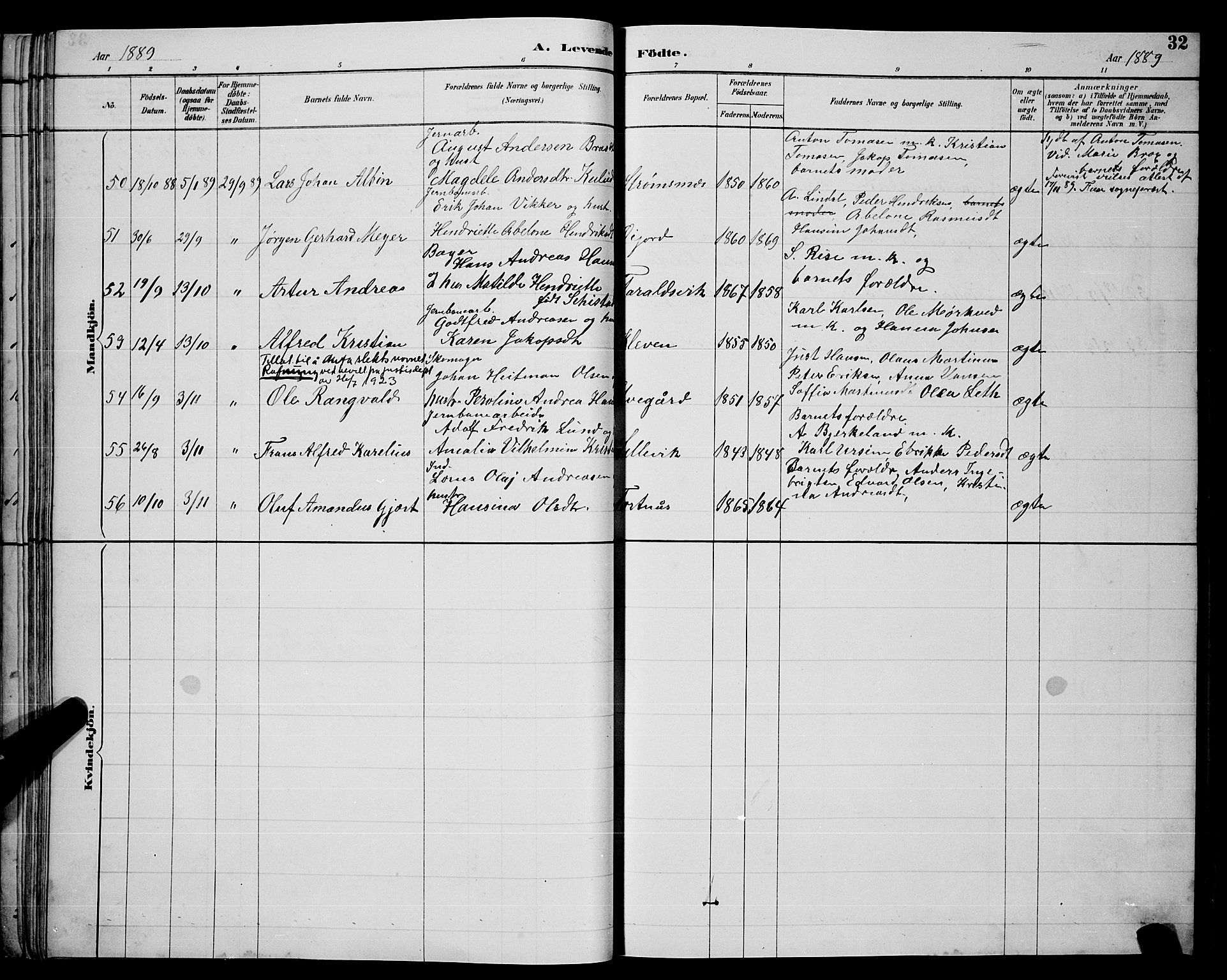 Ministerialprotokoller, klokkerbøker og fødselsregistre - Nordland, AV/SAT-A-1459/866/L0952: Parish register (copy) no. 866C01, 1886-1899, p. 32