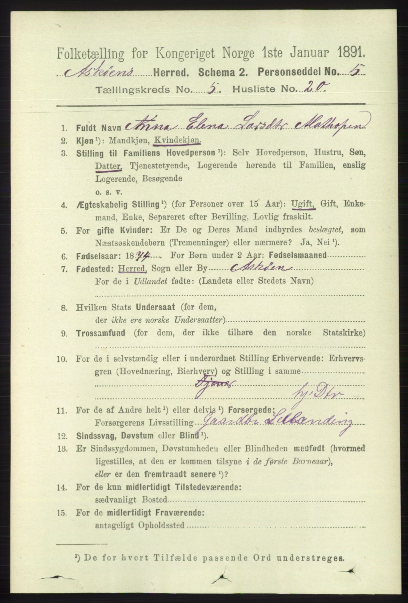 RA, 1891 census for 1247 Askøy, 1891, p. 3613