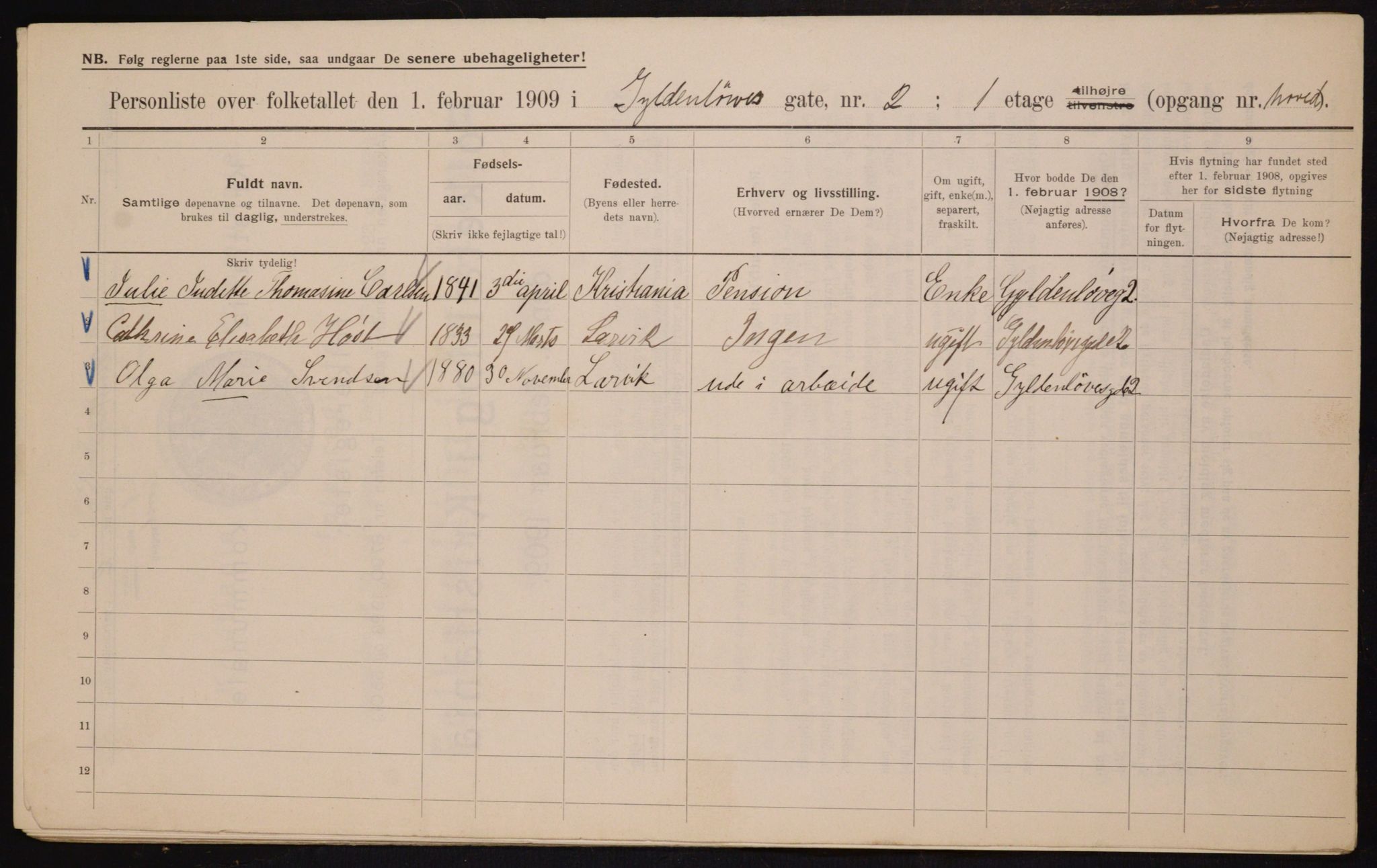 OBA, Municipal Census 1909 for Kristiania, 1909, p. 29565