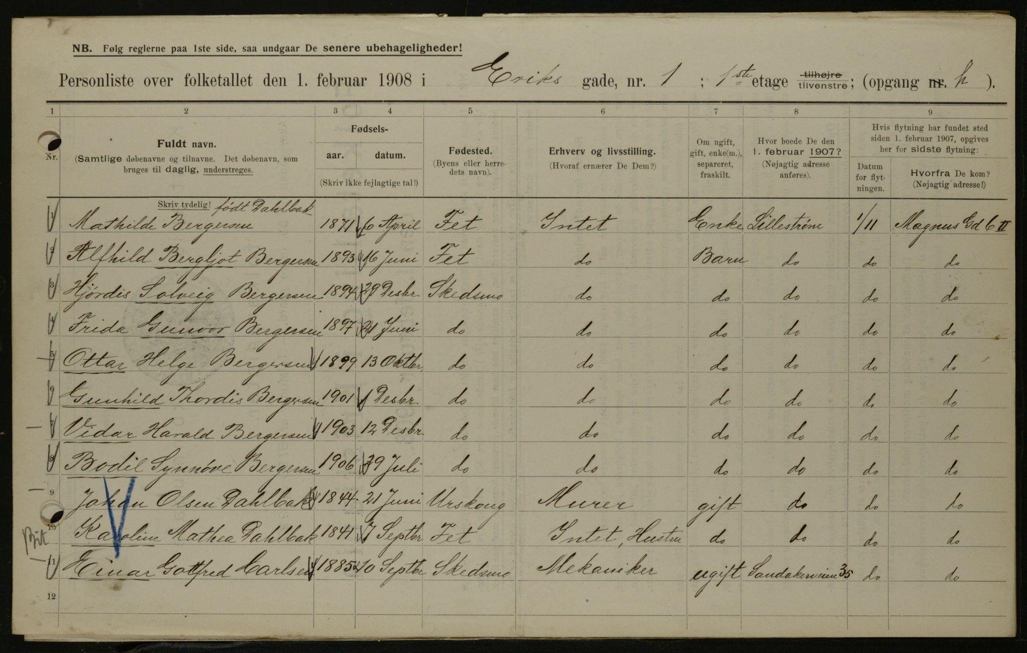 OBA, Municipal Census 1908 for Kristiania, 1908, p. 17931