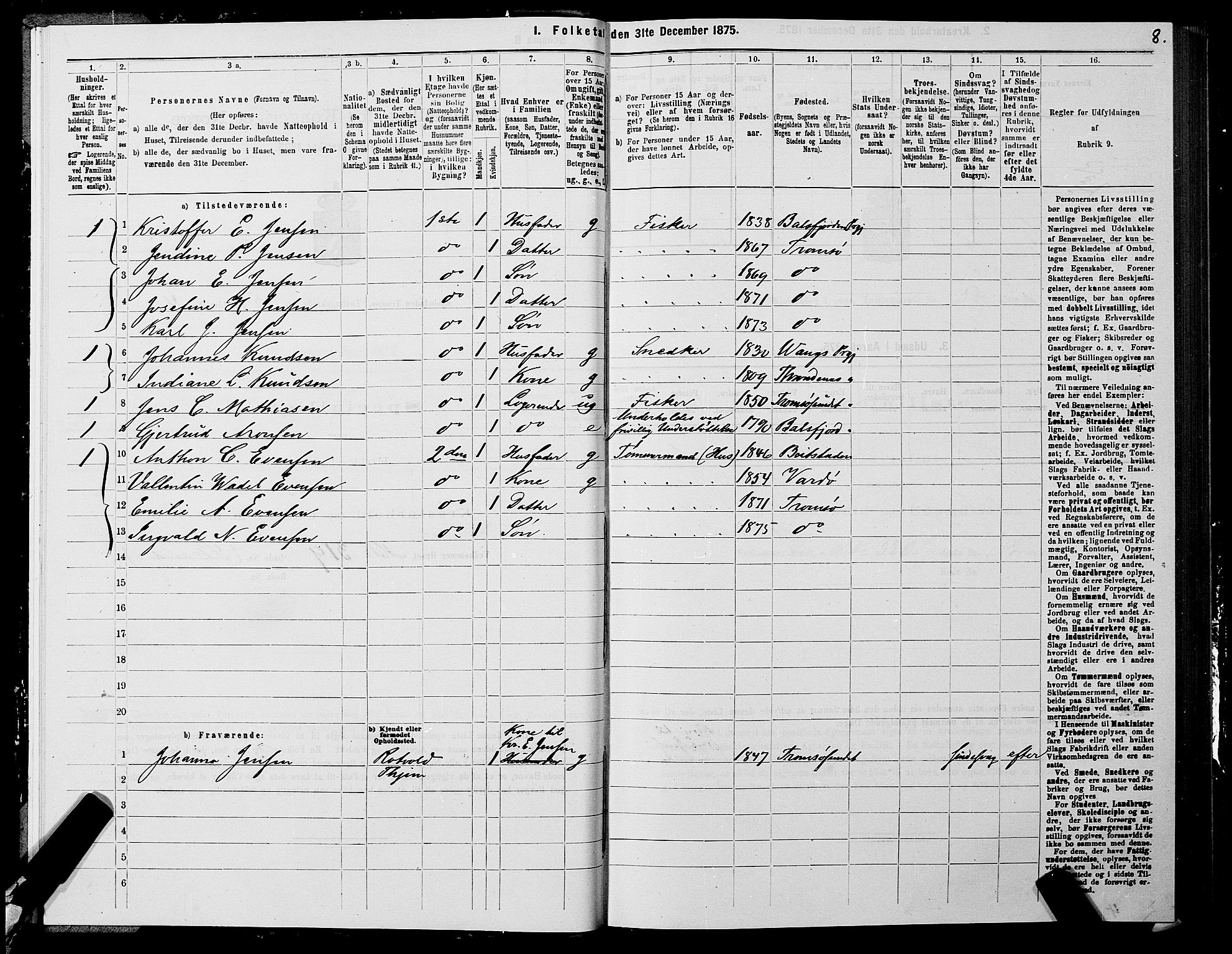 SATØ, 1875 census for 1902P Tromsø, 1875, p. 4008