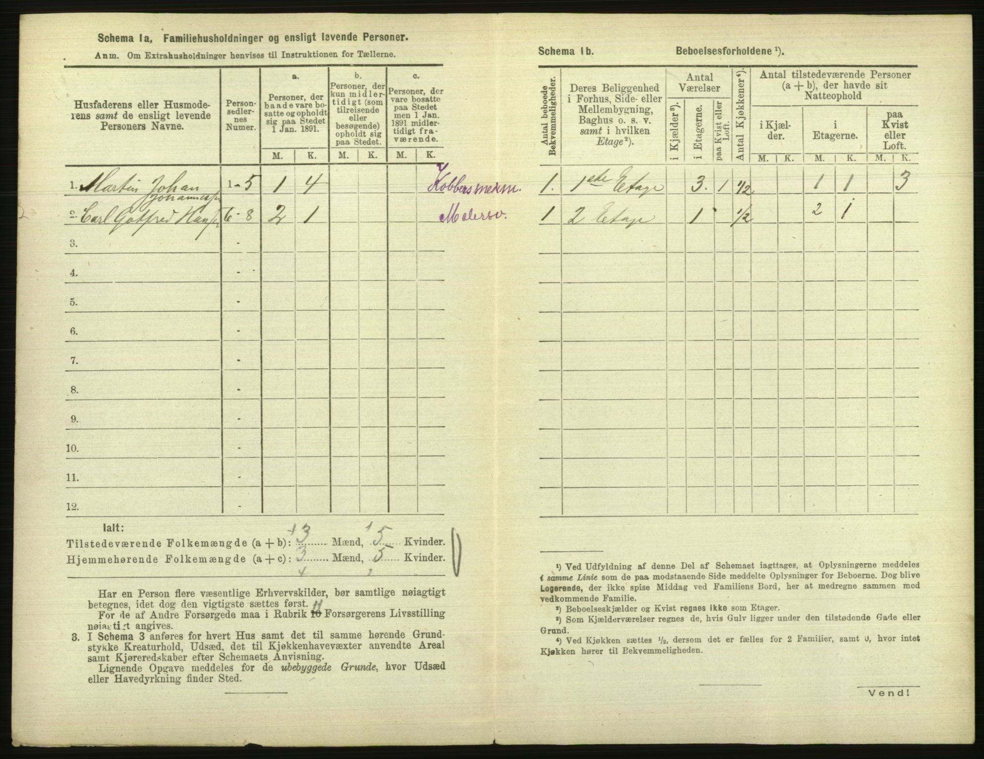 RA, 1891 census for 1001 Kristiansand, 1891, p. 737