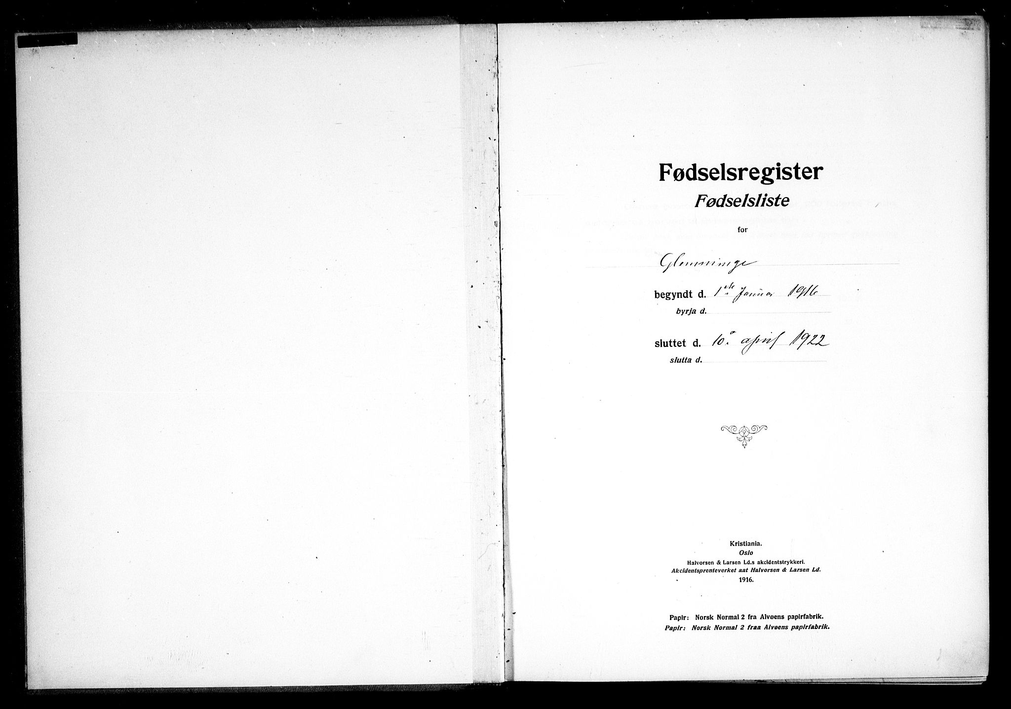 Glemmen prestekontor Kirkebøker, SAO/A-10908/J/Ja/L0001: Birth register no. I 1, 1916-1922