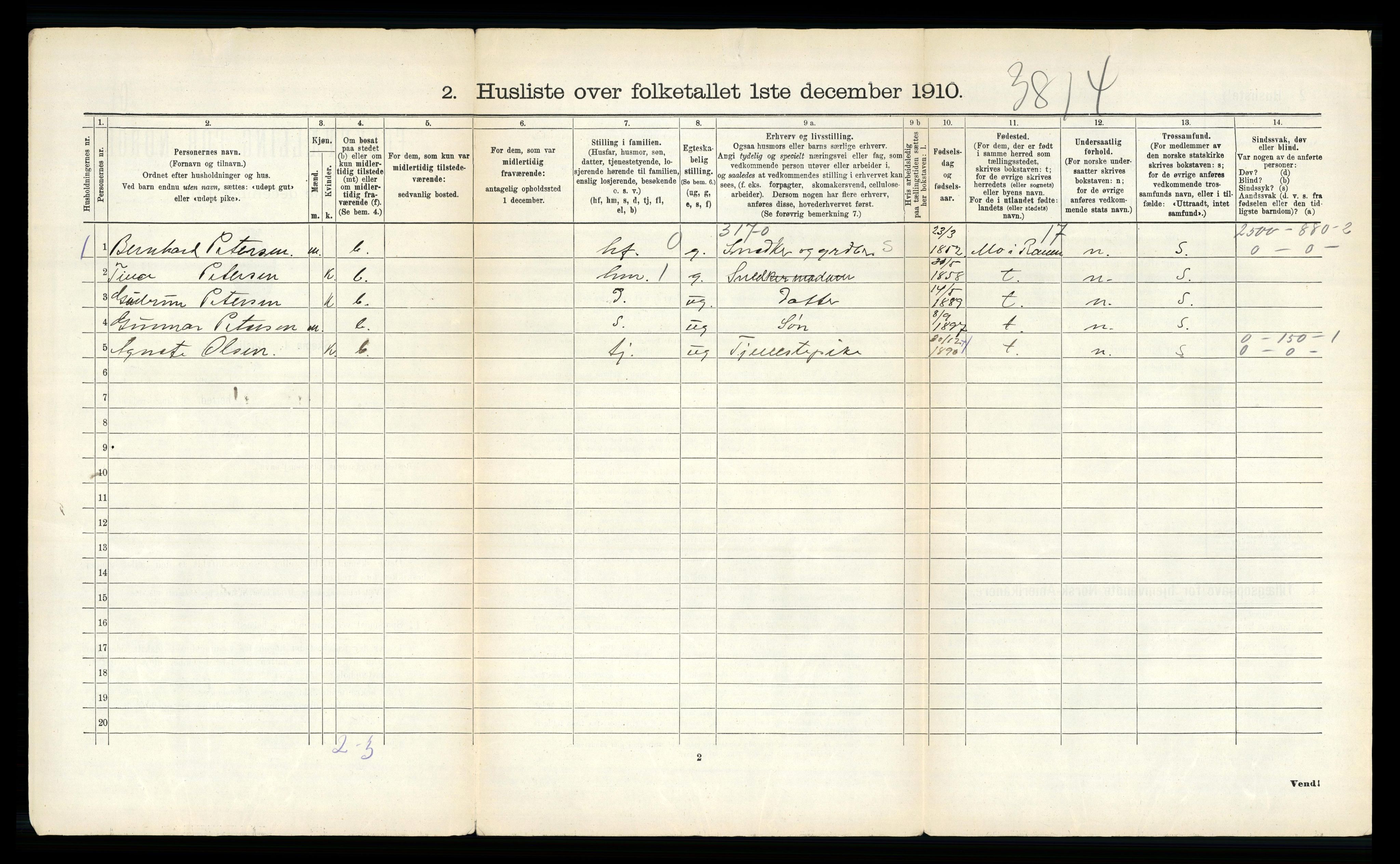 RA, 1910 census for Bø, 1910, p. 578