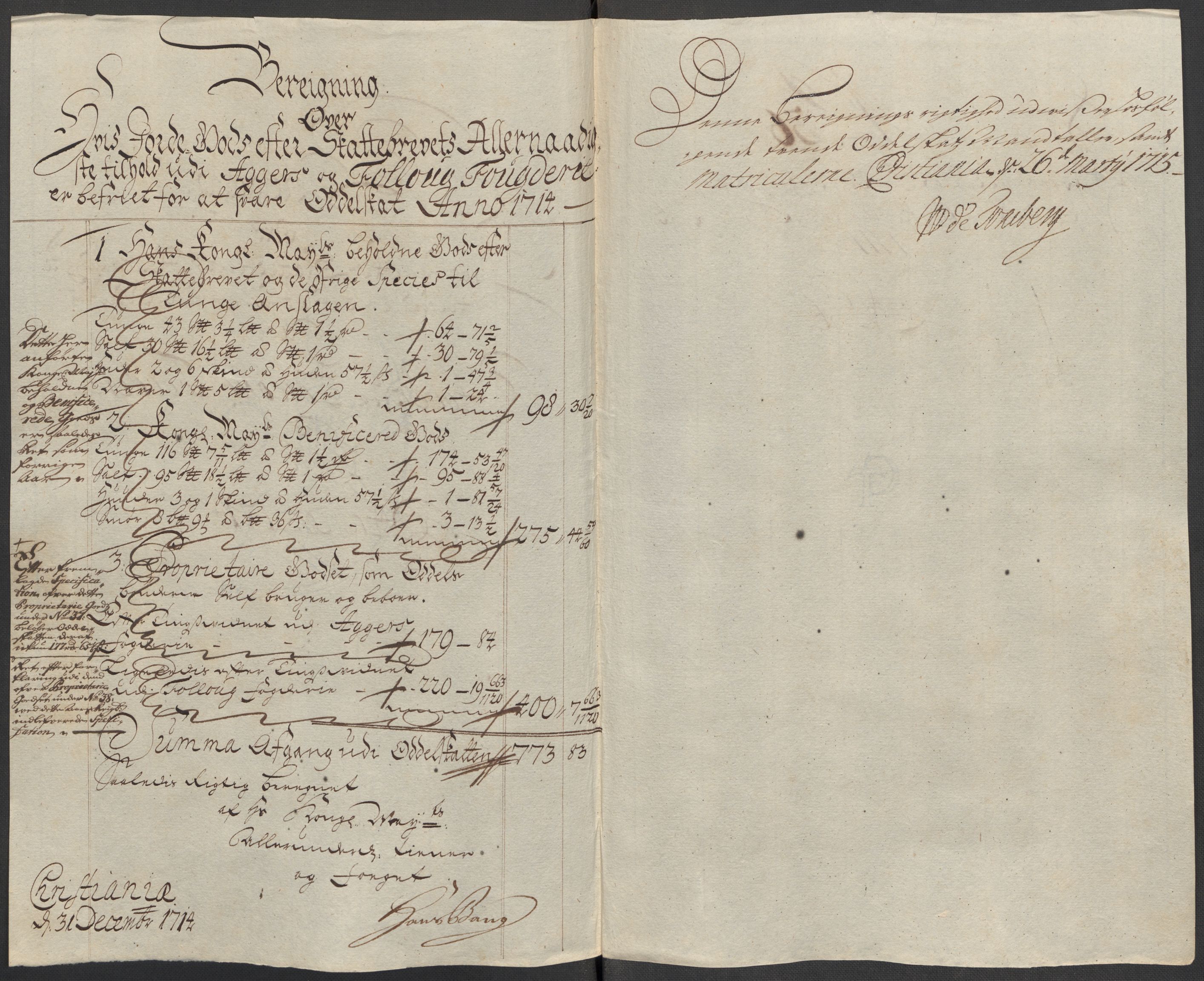 Rentekammeret inntil 1814, Reviderte regnskaper, Fogderegnskap, AV/RA-EA-4092/R10/L0451: Fogderegnskap Aker og Follo, 1713-1714, p. 418