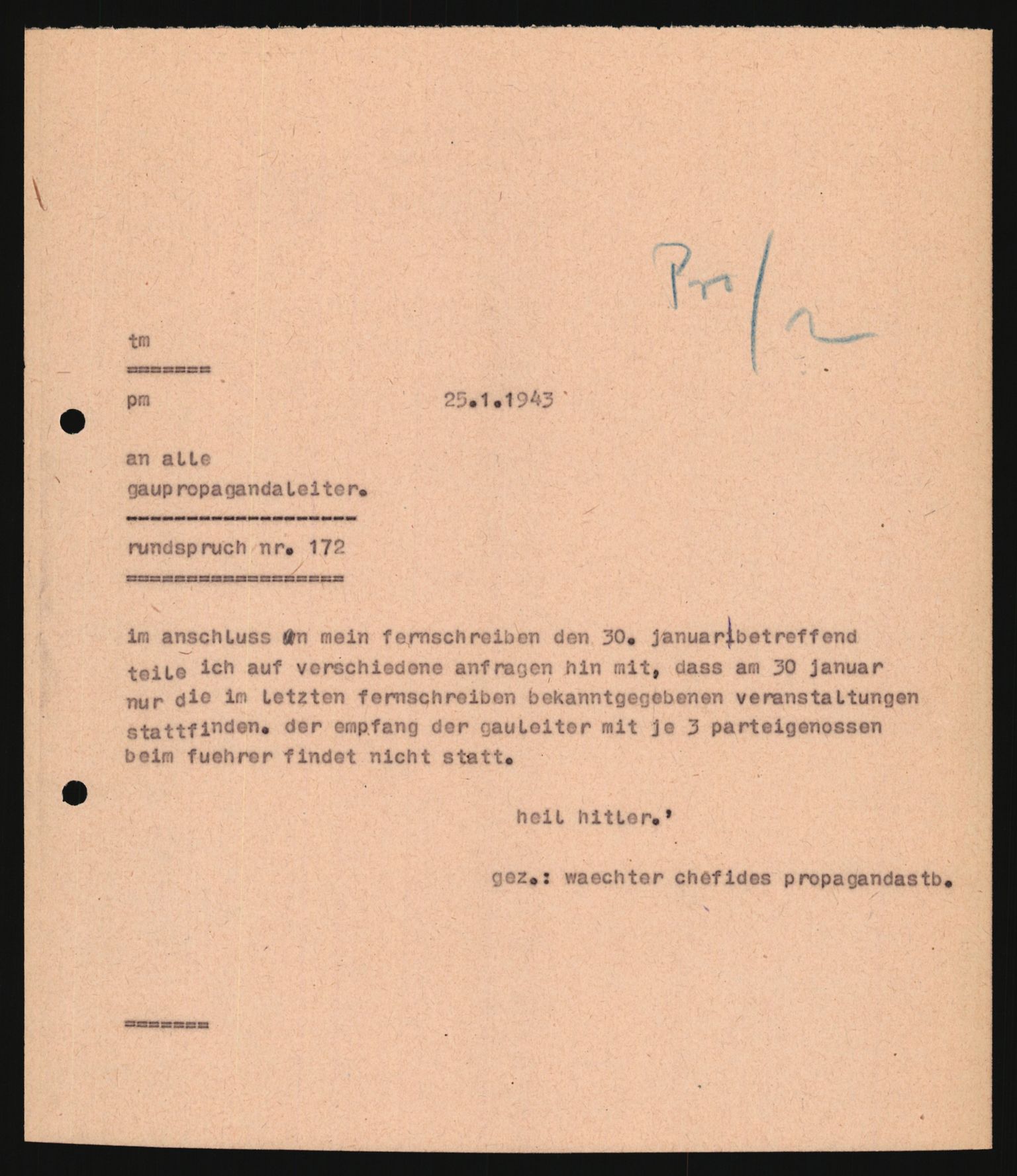 Forsvarets Overkommando. 2 kontor. Arkiv 11.4. Spredte tyske arkivsaker, AV/RA-RAFA-7031/D/Dar/Darb/L0008: Reichskommissariat - Hauptabteilung Volksaufklärung und Propaganda, 1940-1943, p. 722