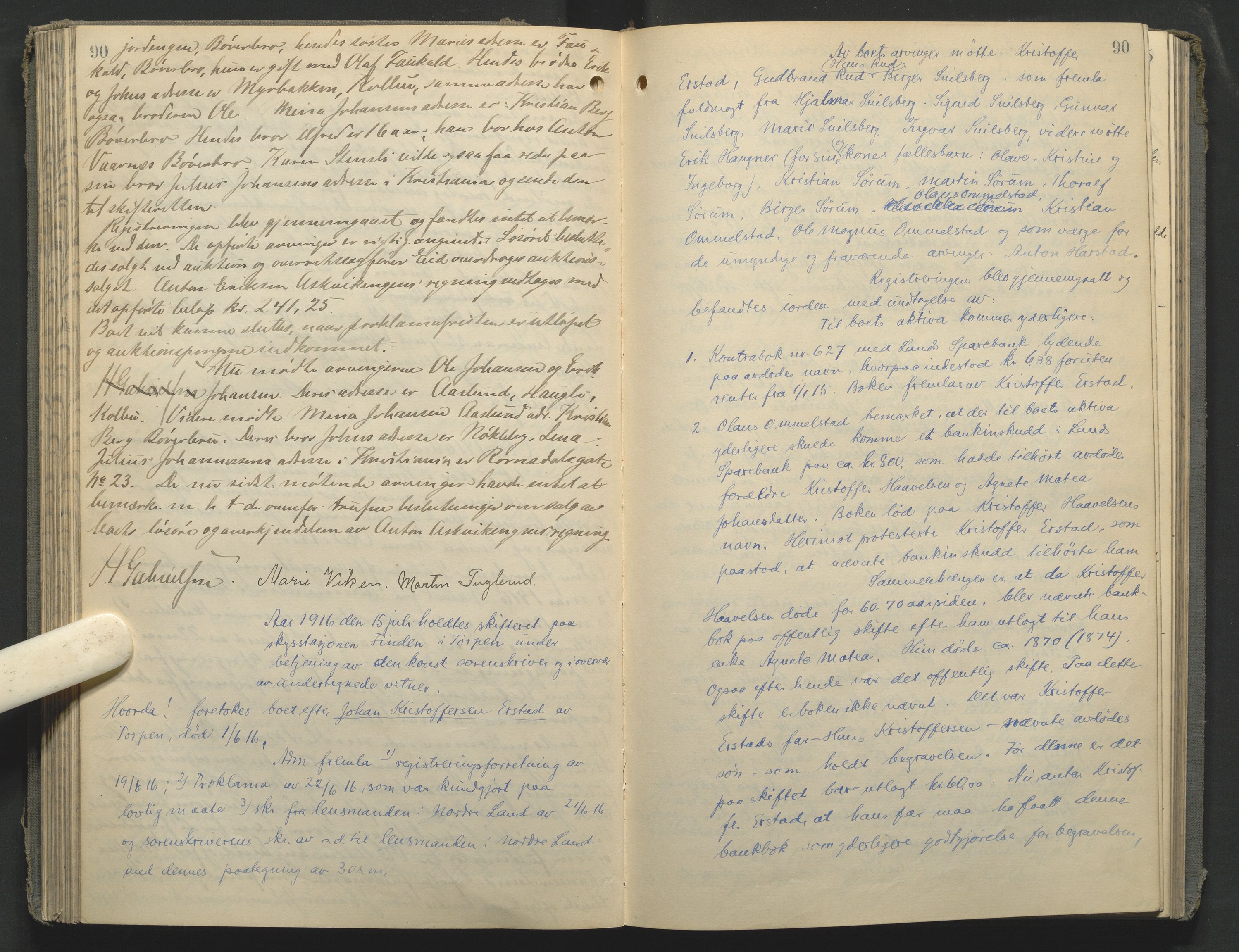 Hadeland og Land tingrett, AV/SAH-TING-010/J/Jc/L0010: Skifteforhandlingsprotokoll, 1914-1920, p. 90