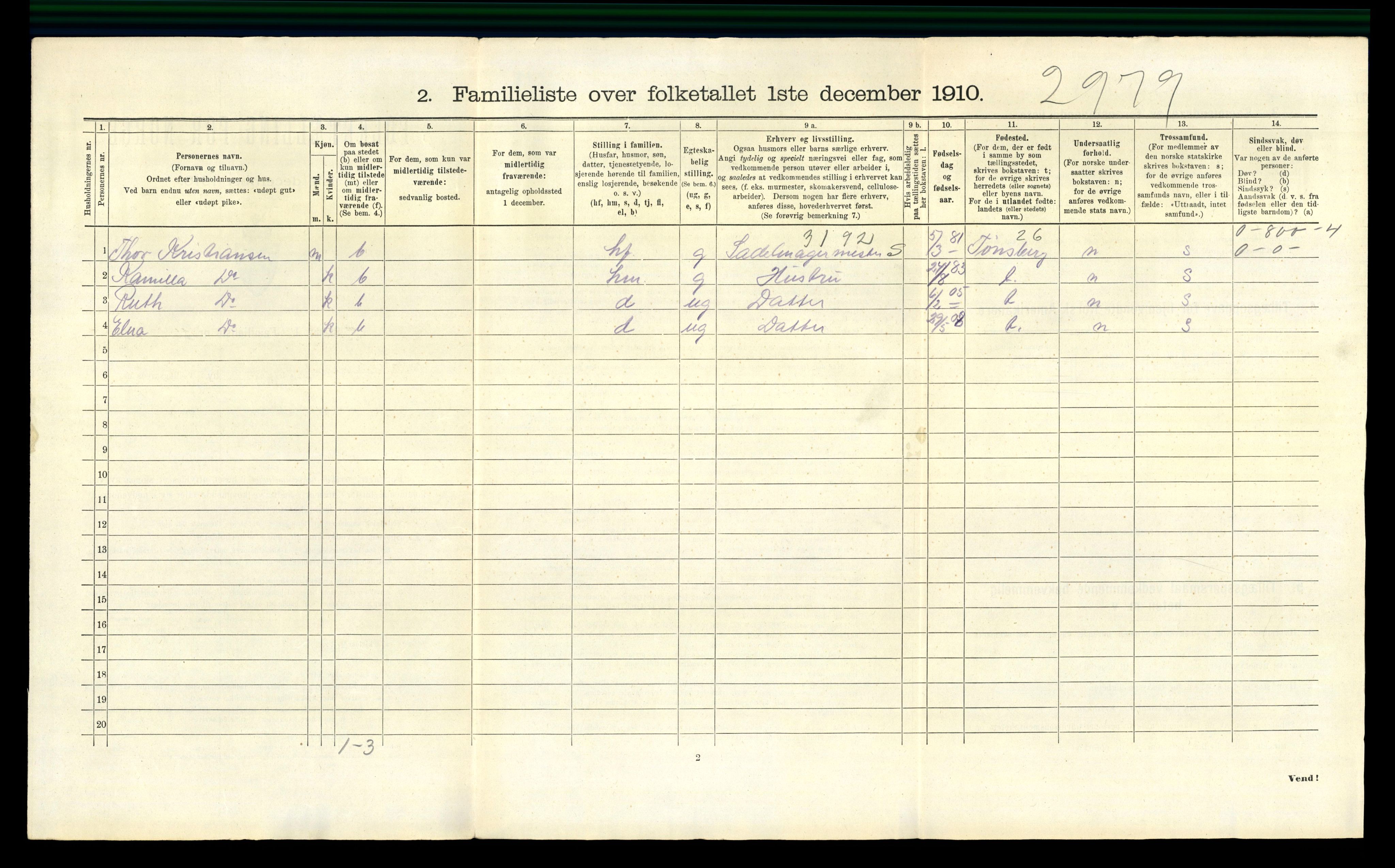 RA, 1910 census for Kristiansand, 1910, p. 8595