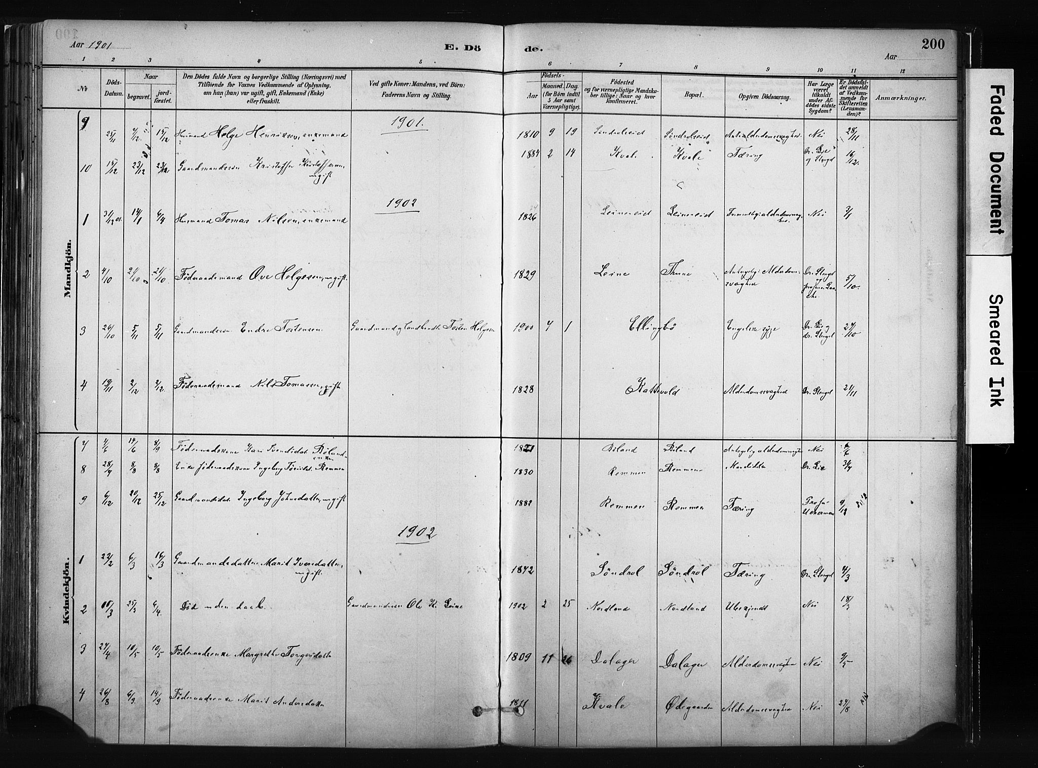 Vang prestekontor, Valdres, SAH/PREST-140/H/Ha/L0008: Parish register (official) no. 8, 1882-1910, p. 200