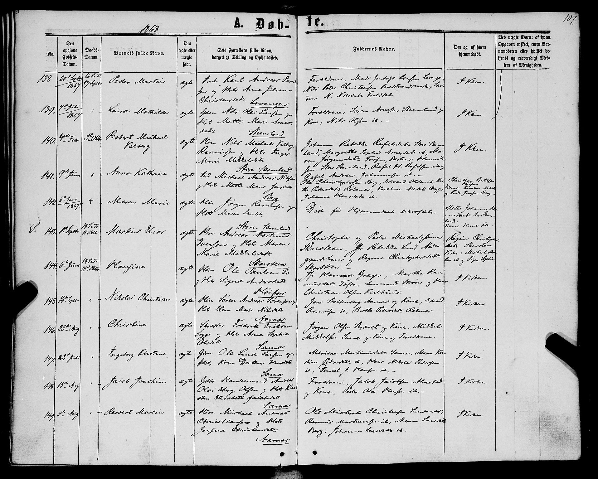 Trondenes sokneprestkontor, SATØ/S-1319/H/Ha/L0012kirke: Parish register (official) no. 12, 1863-1870, p. 107