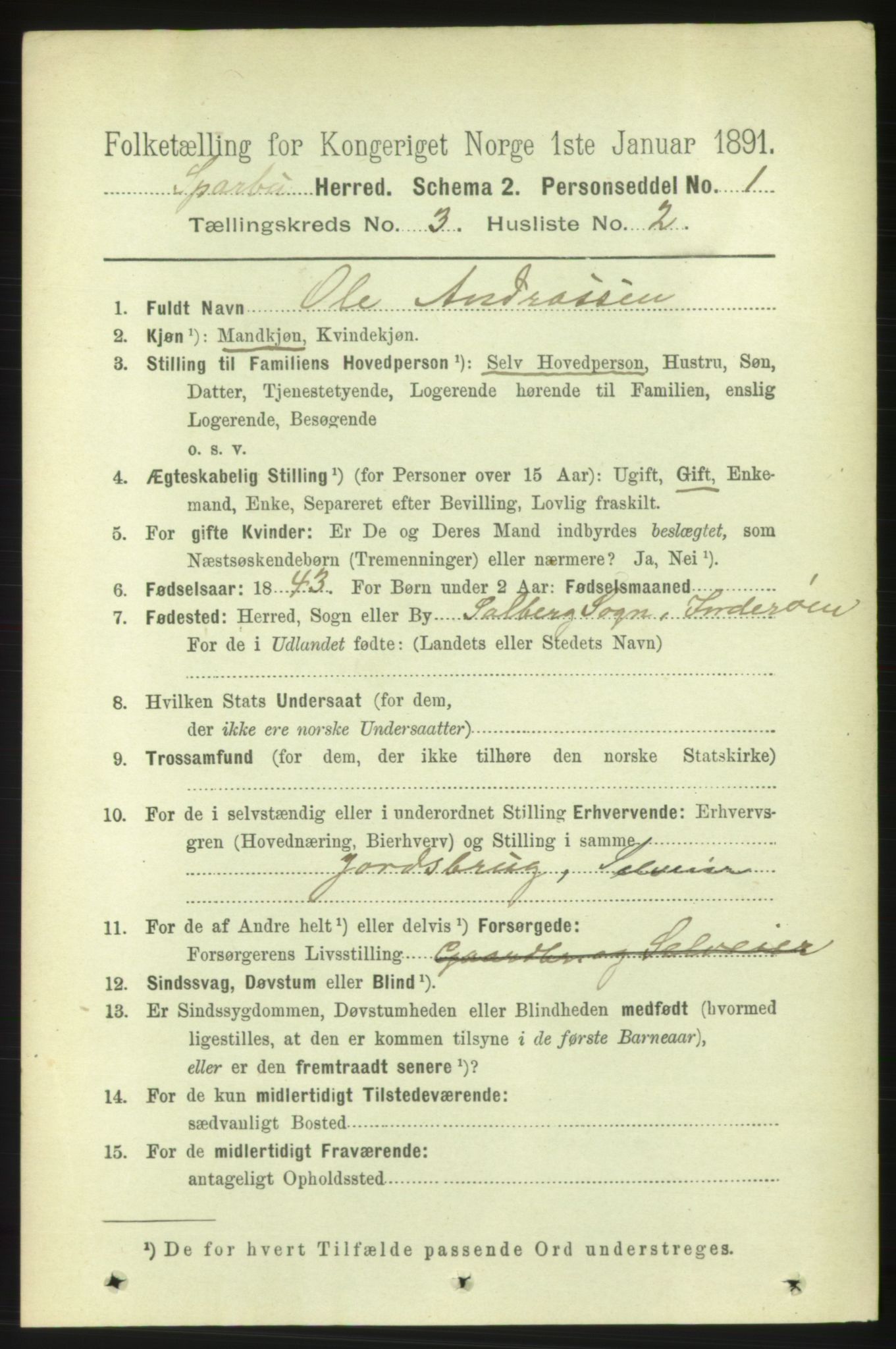 RA, 1891 census for 1731 Sparbu, 1891, p. 887