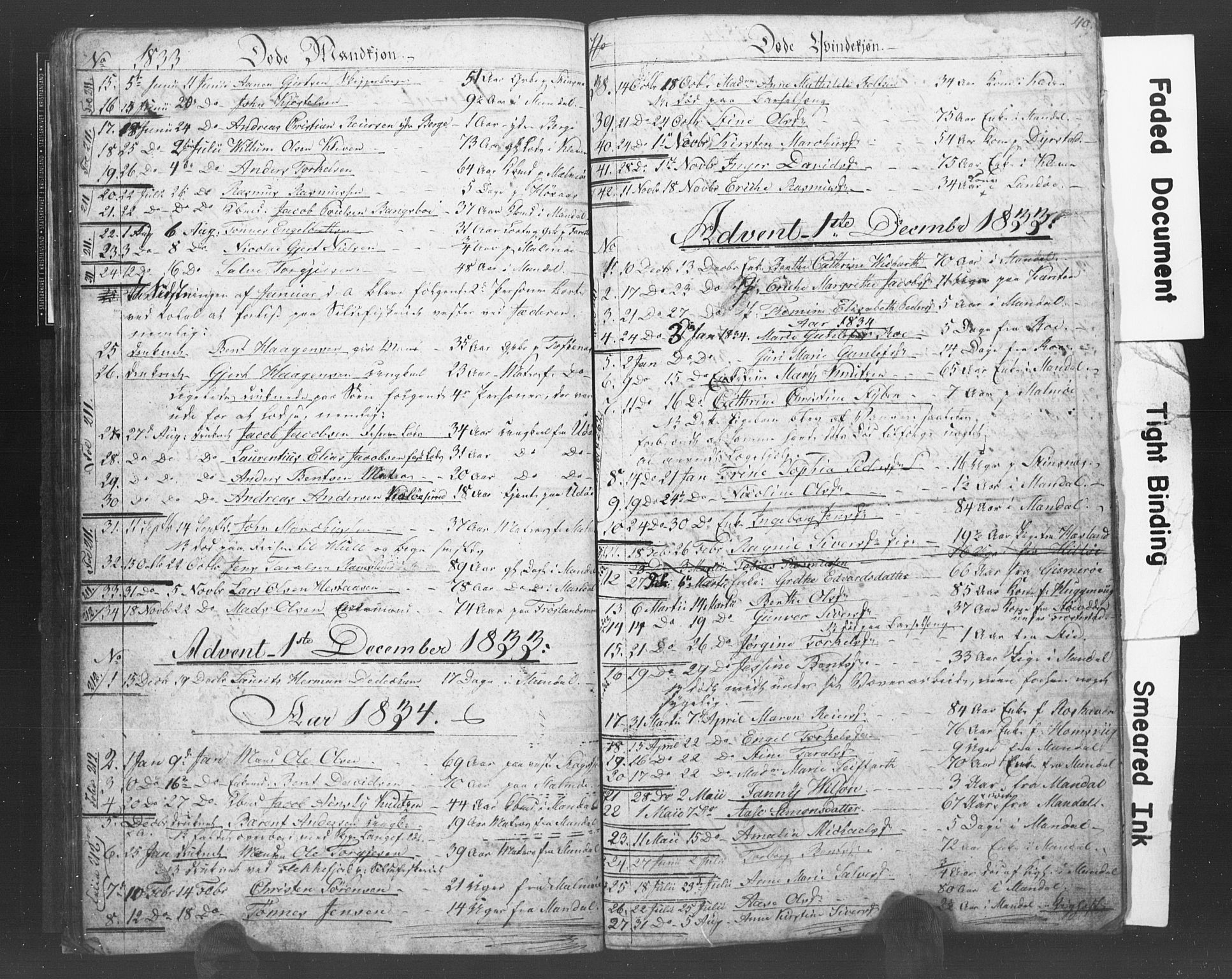 Mandal sokneprestkontor, SAK/1111-0030/F/Fb/Fba/L0003: Parish register (copy) no. B 1B, 1831-1834, p. 40