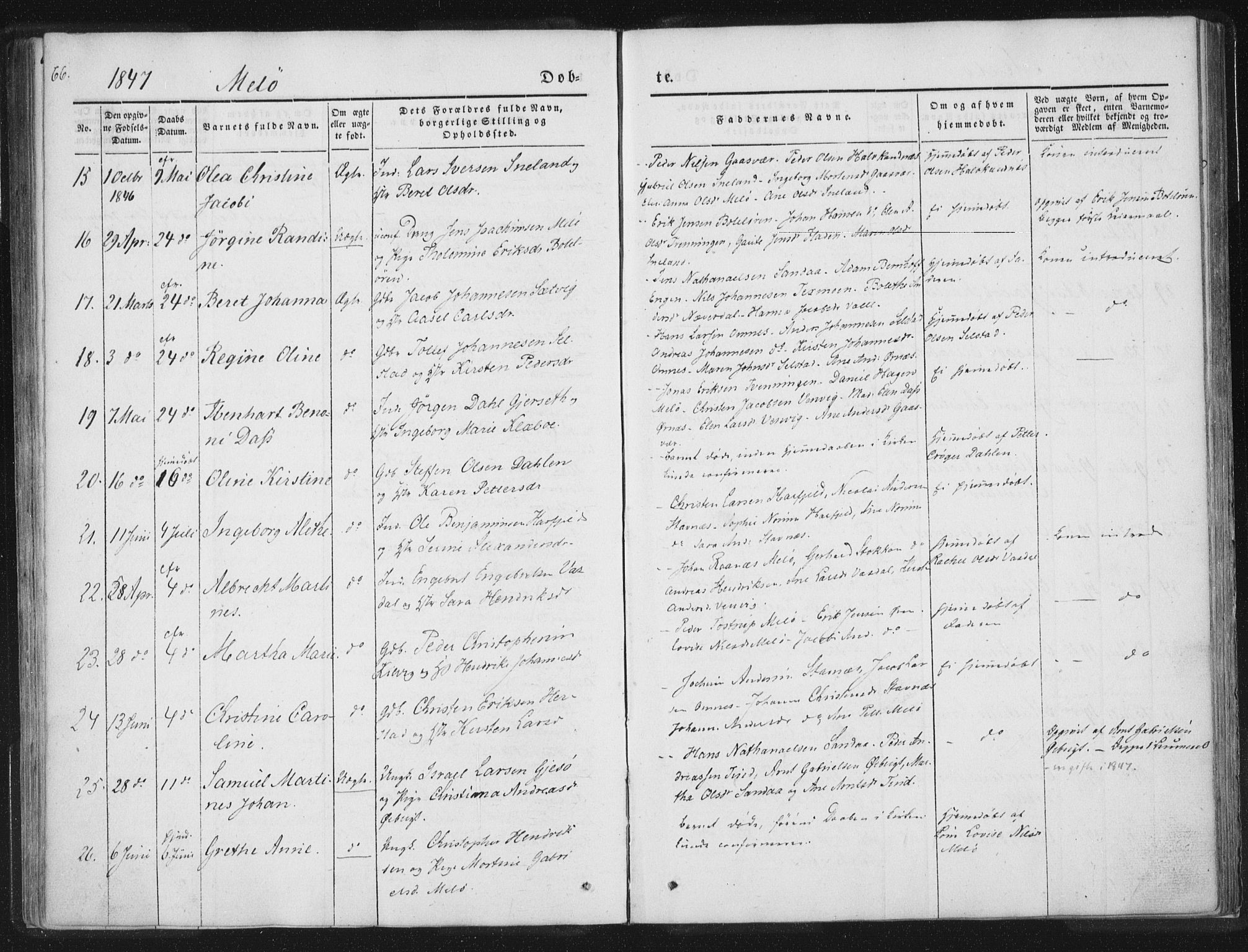 Ministerialprotokoller, klokkerbøker og fødselsregistre - Nordland, SAT/A-1459/841/L0602: Parish register (official) no. 841A08 /2, 1845-1859, p. 66