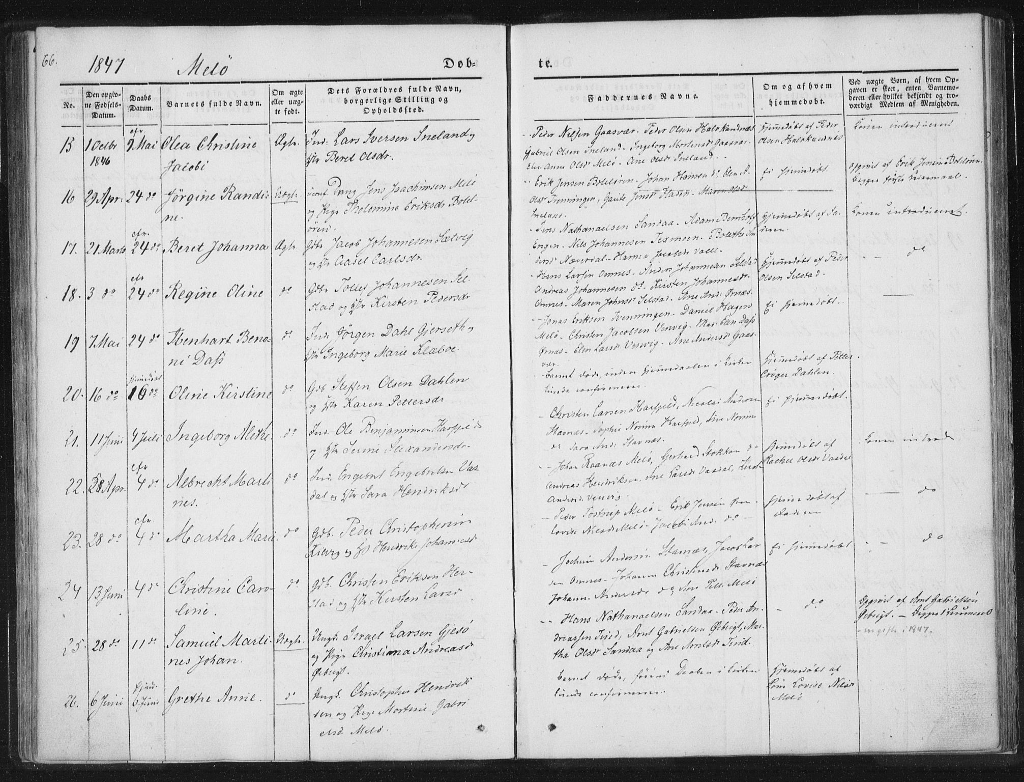 Ministerialprotokoller, klokkerbøker og fødselsregistre - Nordland, AV/SAT-A-1459/841/L0602: Parish register (official) no. 841A08 /2, 1845-1859, p. 66