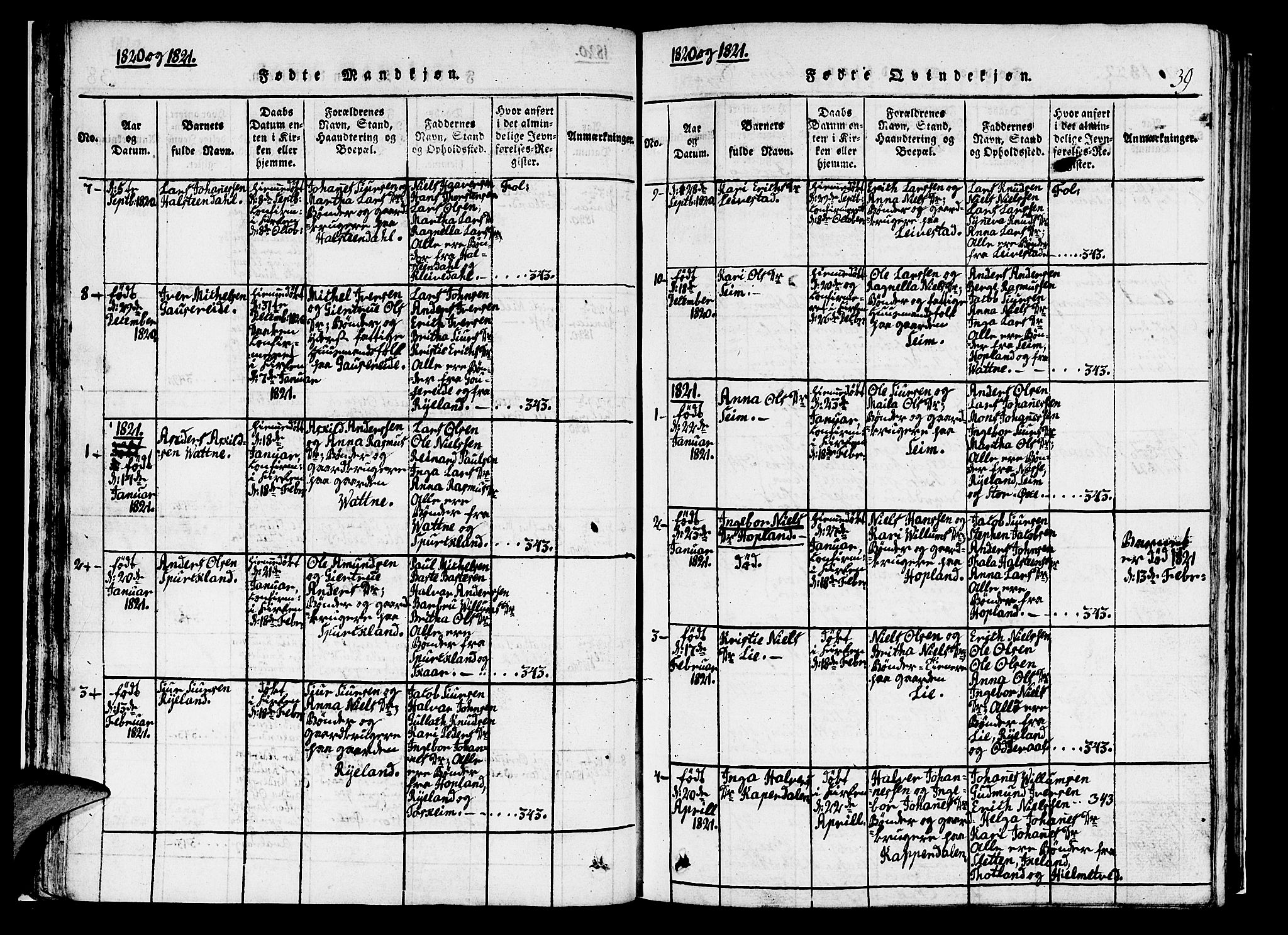 Hosanger sokneprestembete, AV/SAB-A-75801/H/Haa: Parish register (official) no. A 5, 1815-1824, p. 39