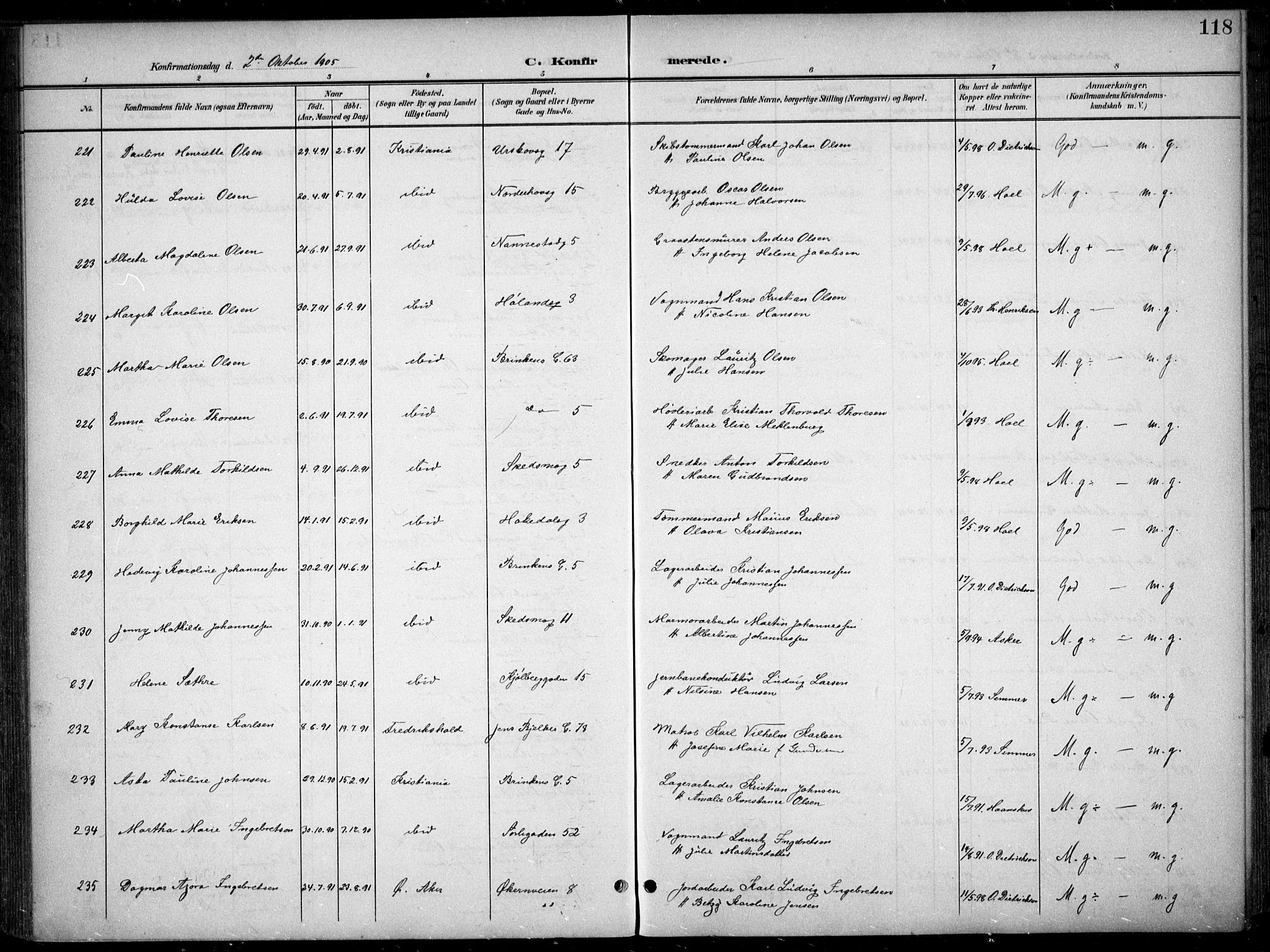 Kampen prestekontor Kirkebøker, SAO/A-10853/F/Fa/L0009: Parish register (official) no. I 9, 1899-1911, p. 118