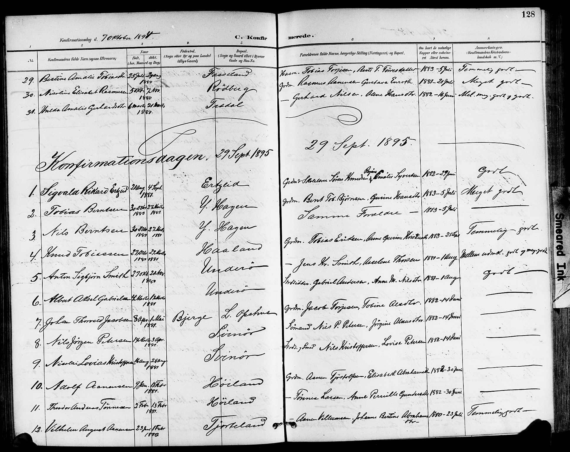 Sør-Audnedal sokneprestkontor, AV/SAK-1111-0039/F/Fb/Fbb/L0006: Parish register (copy) no. B 6, 1893-1915, p. 128