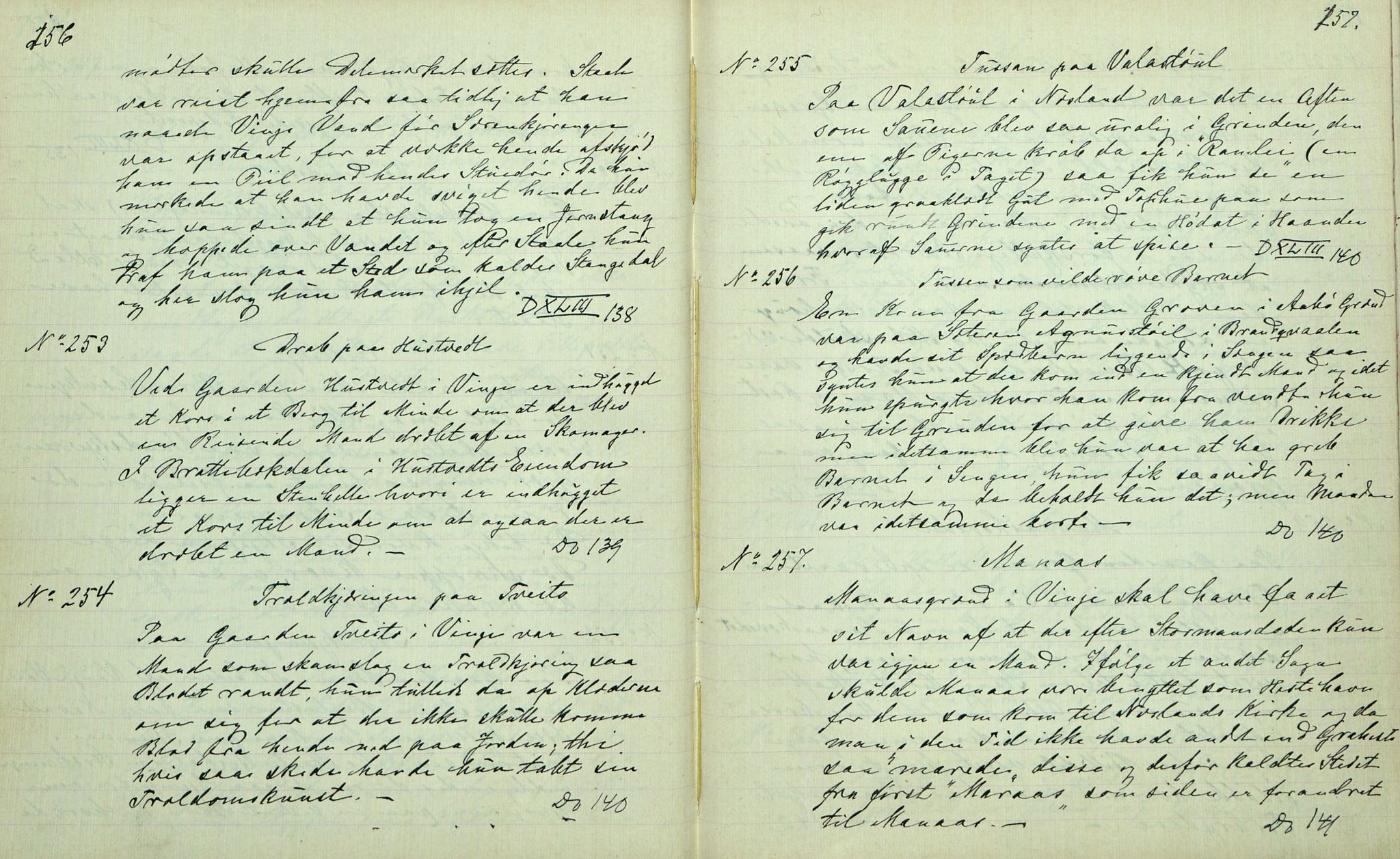Rikard Berge, TEMU/TGM-A-1003/F/L0007/0008: 251-299 / 258 Bø. Samlet af H. N. Tvedten, 1894, p. 156-157