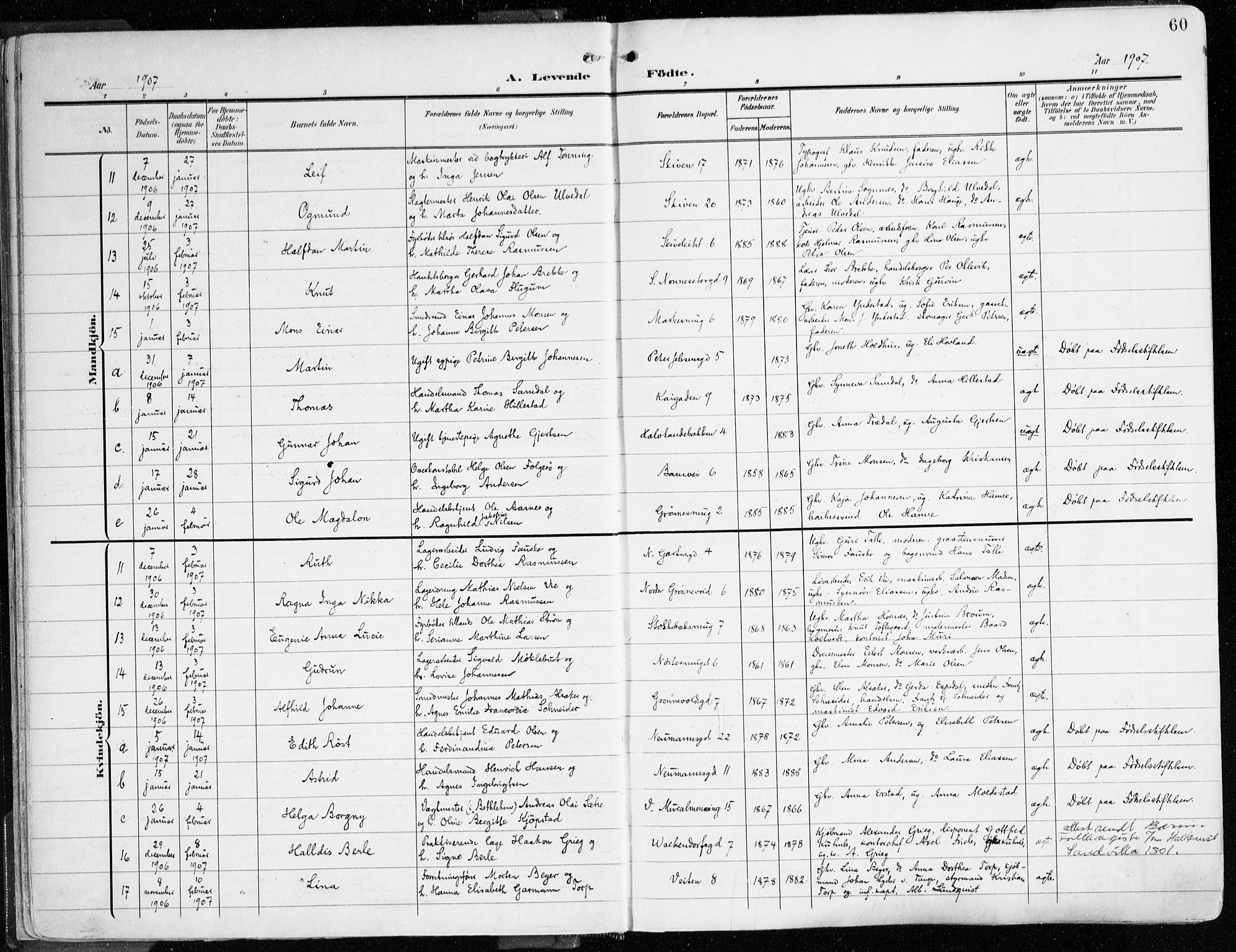 Domkirken sokneprestembete, SAB/A-74801/H/Haa/L0025: Parish register (official) no. B 8, 1903-1925, p. 60