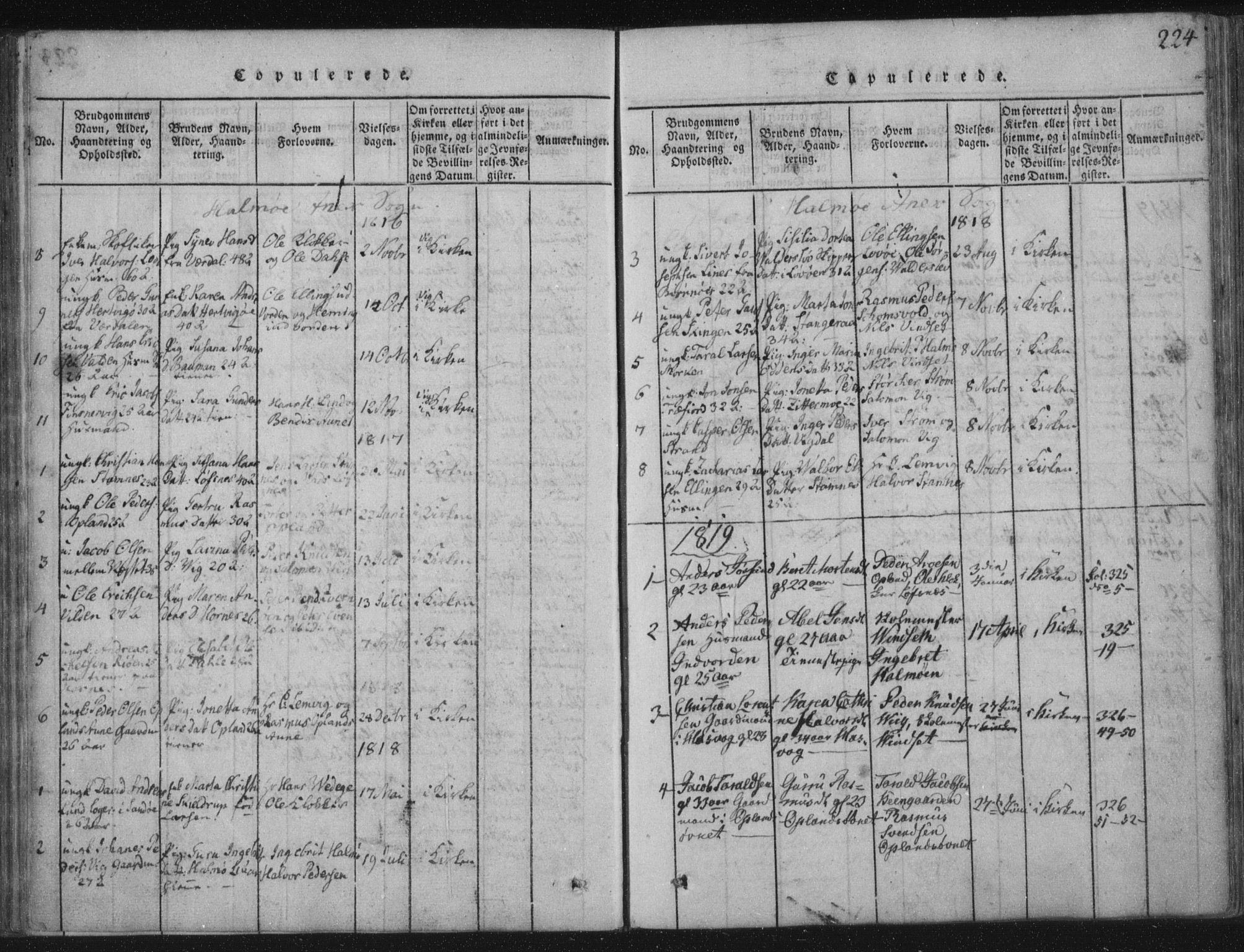 Ministerialprotokoller, klokkerbøker og fødselsregistre - Nord-Trøndelag, SAT/A-1458/773/L0609: Parish register (official) no. 773A03 /3, 1815-1830, p. 224