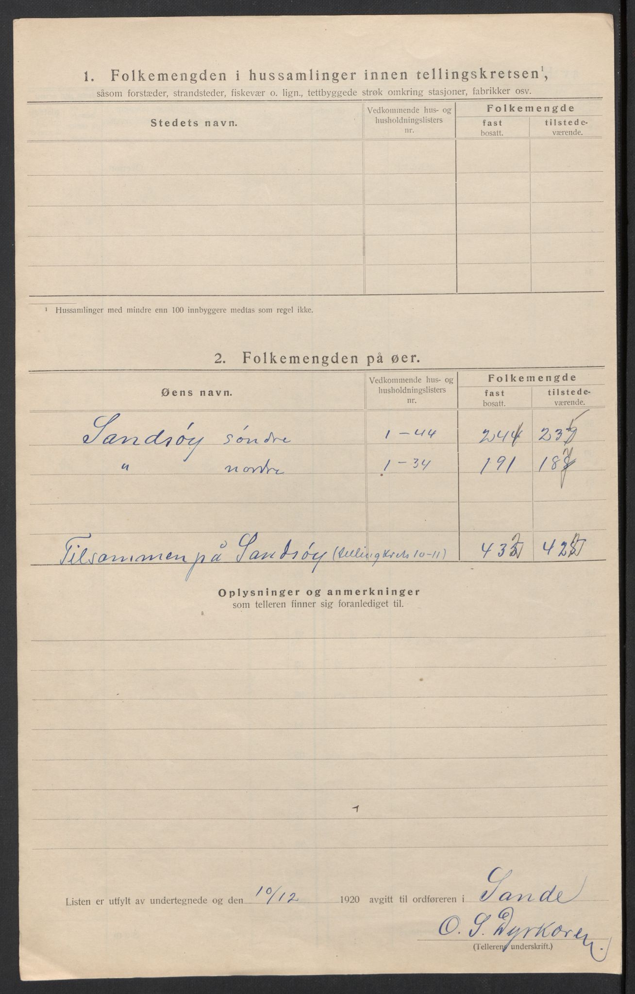 SAT, 1920 census for Sande (MR), 1920, p. 38