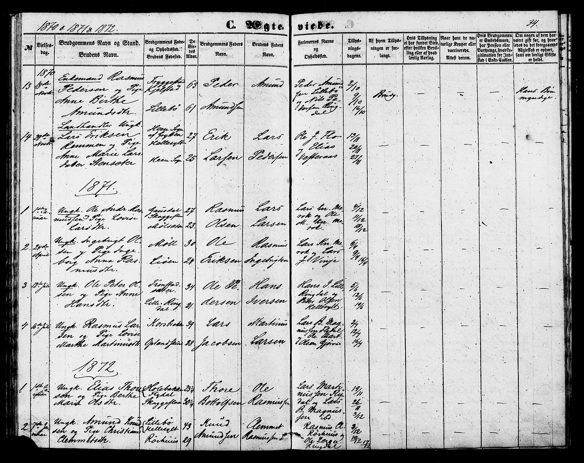 Ministerialprotokoller, klokkerbøker og fødselsregistre - Møre og Romsdal, SAT/A-1454/517/L0224: Parish register (official) no. 517A04, 1853-1880, p. 34