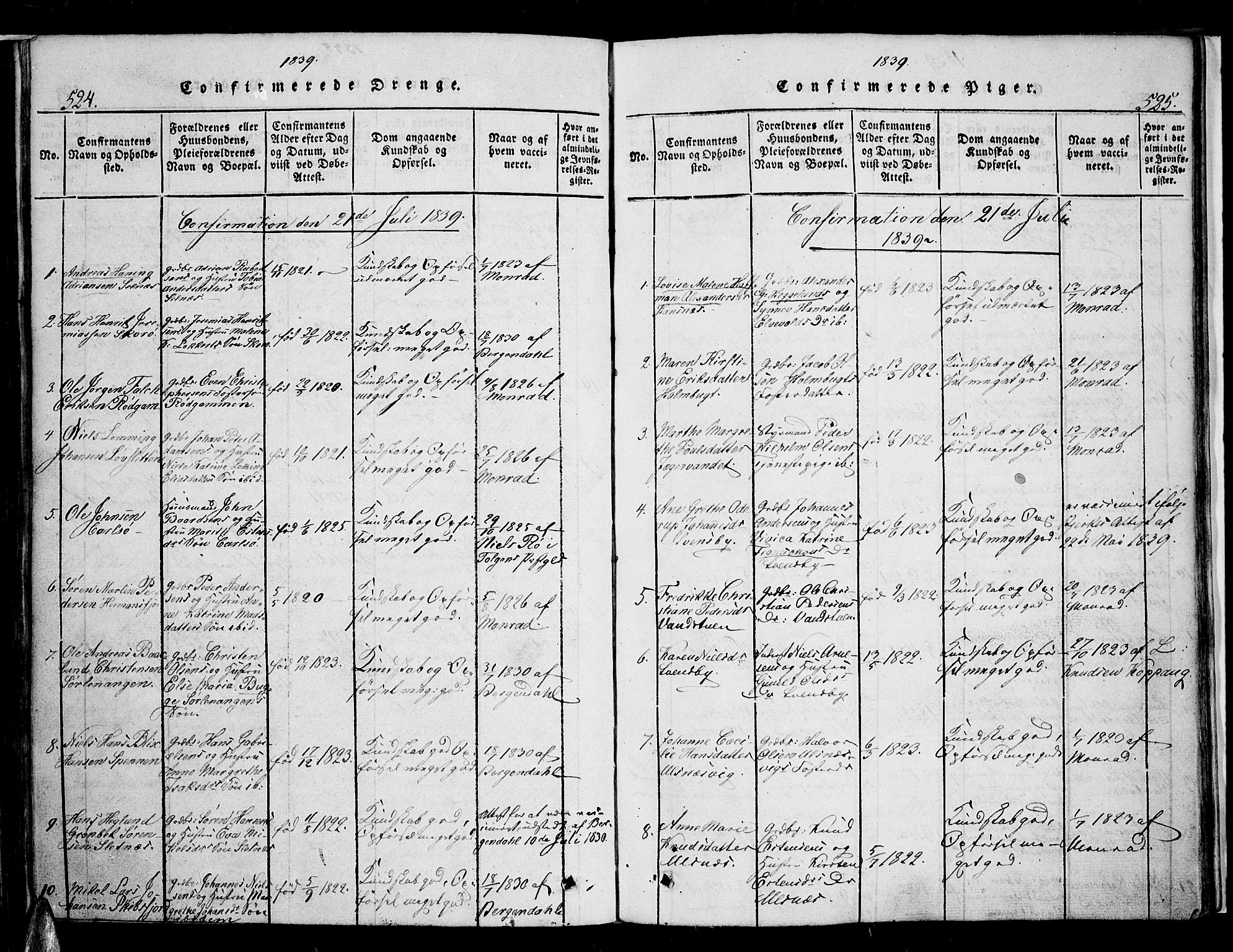 Karlsøy sokneprestembete, SATØ/S-1299/H/Ha/Haa/L0002kirke: Parish register (official) no. 2, 1823-1842, p. 524-525