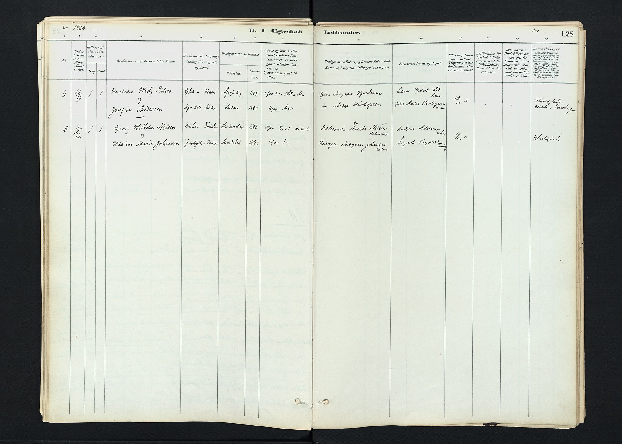Stokke kirkebøker, SAKO/A-320/F/Fc/L0001: Parish register (official) no. III 1, 1884-1910, p. 128