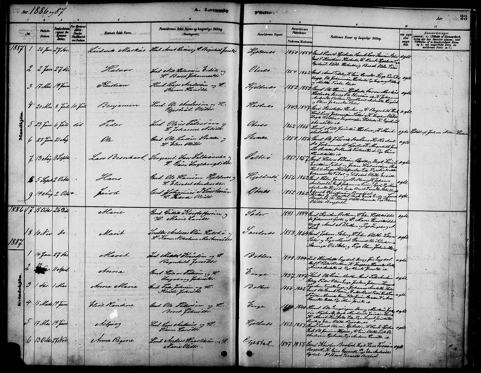 Ministerialprotokoller, klokkerbøker og fødselsregistre - Møre og Romsdal, AV/SAT-A-1454/580/L0924: Parish register (official) no. 580A01, 1878-1887, p. 23