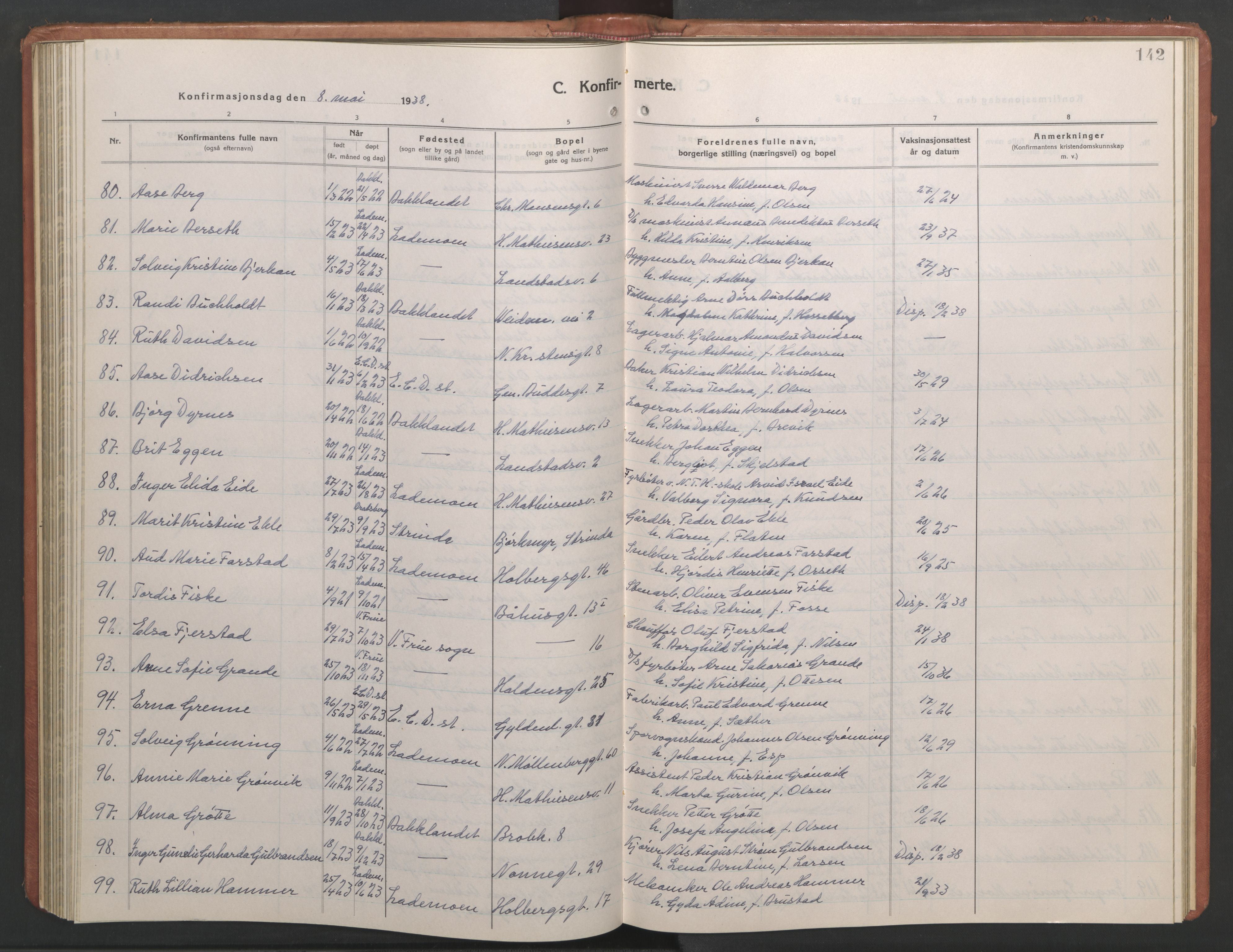 Ministerialprotokoller, klokkerbøker og fødselsregistre - Sør-Trøndelag, AV/SAT-A-1456/604/L0228: Parish register (copy) no. 604C11, 1928-1950, p. 142