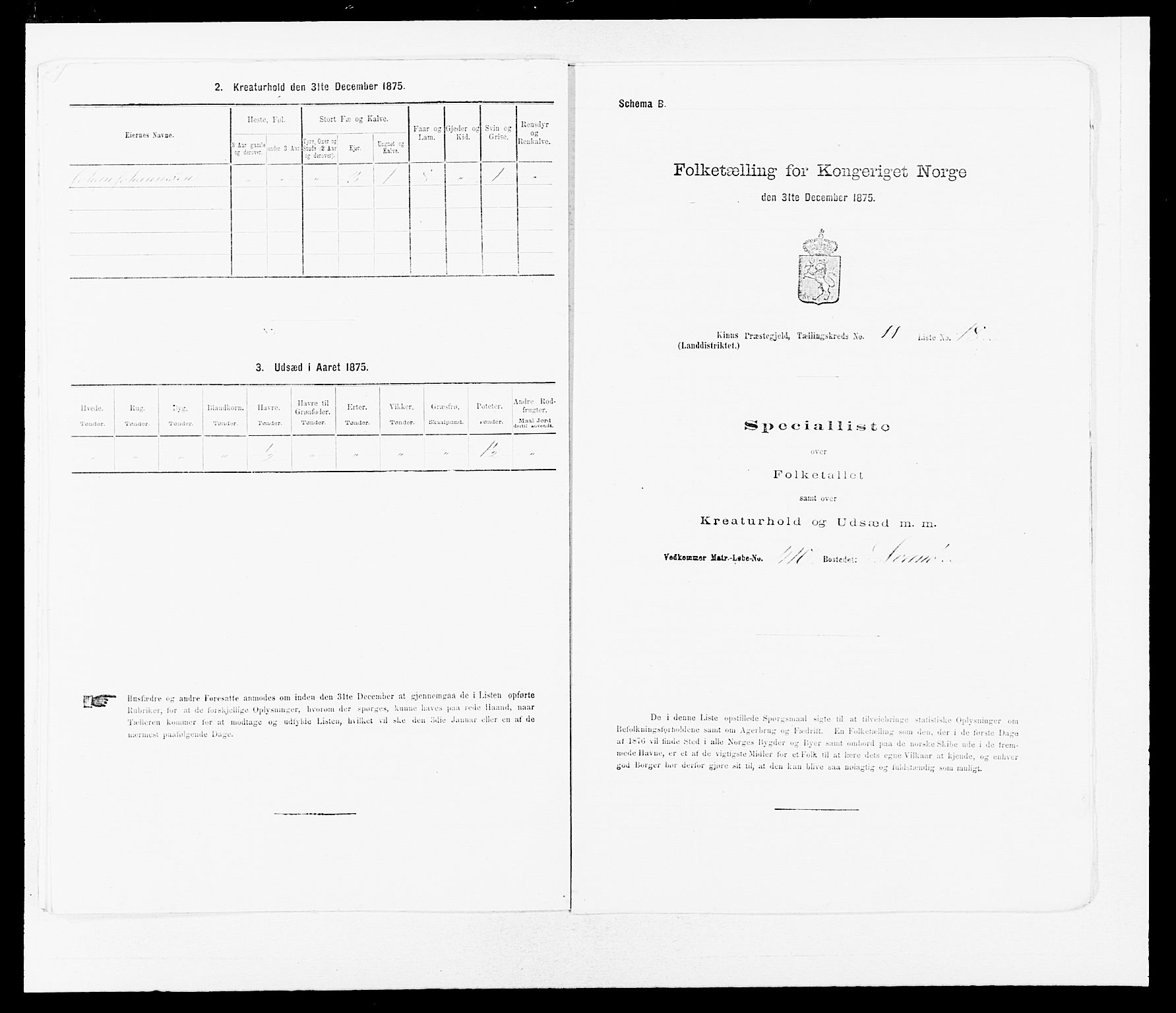 SAB, 1875 census for 1437L Kinn/Kinn og Svanøy, 1875, p. 1187