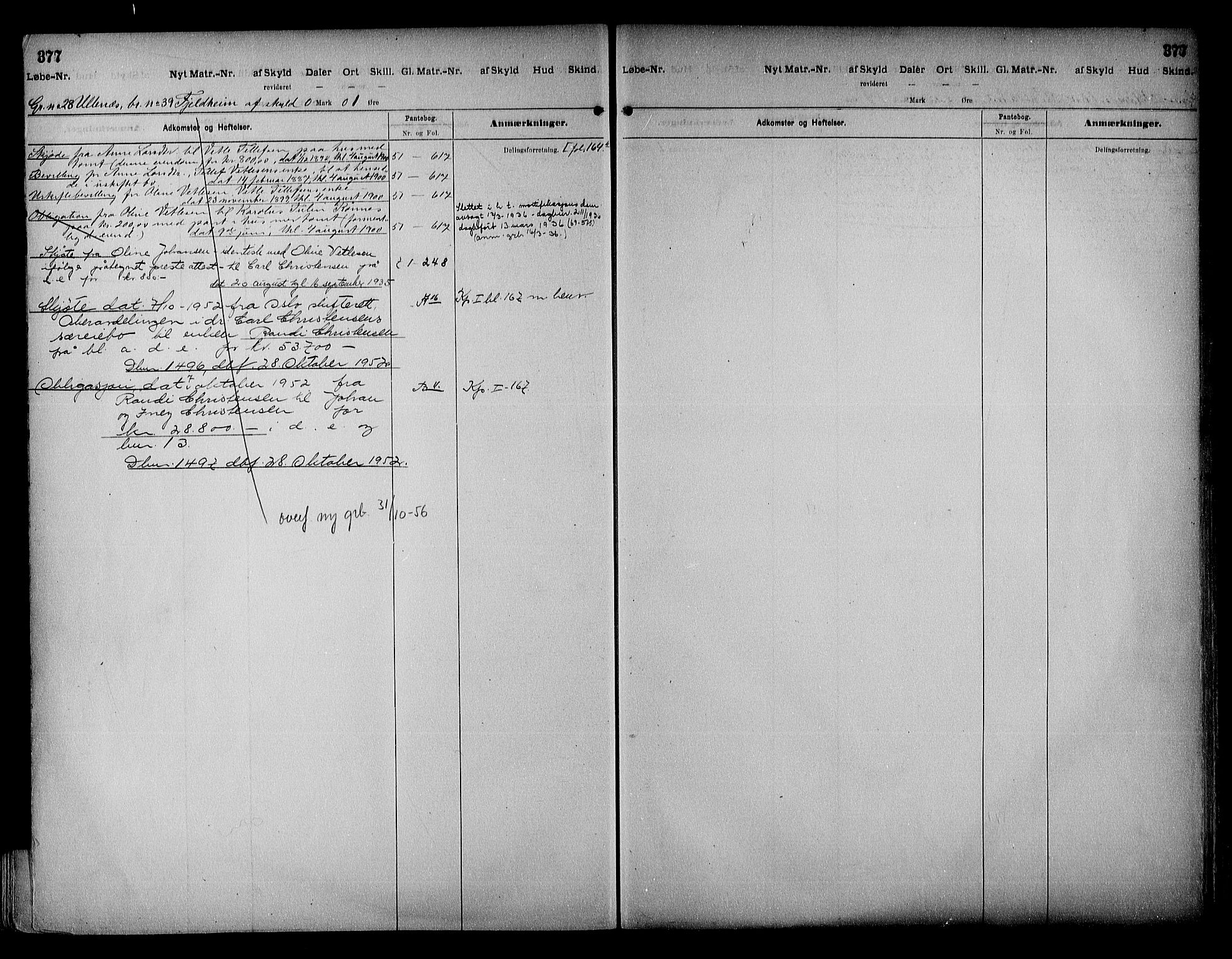 Vestre Nedenes/Sand sorenskriveri, SAK/1221-0010/G/Ga/L0018: Mortgage register no. 13b, 1872-1956, p. 377