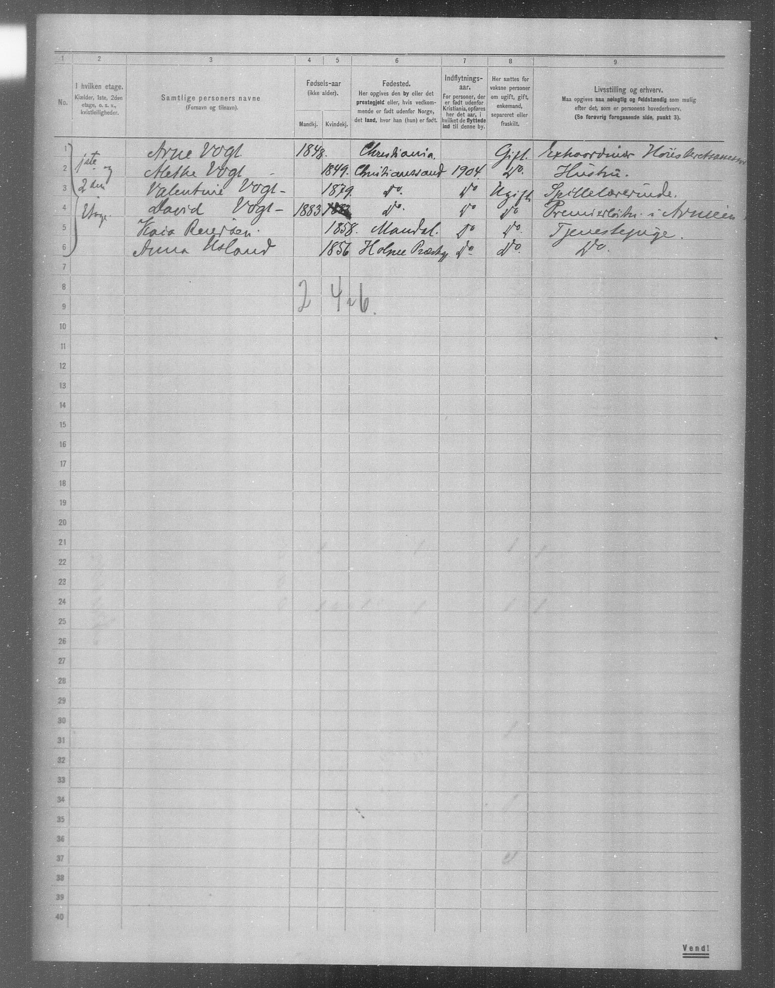 OBA, Municipal Census 1904 for Kristiania, 1904, p. 6578