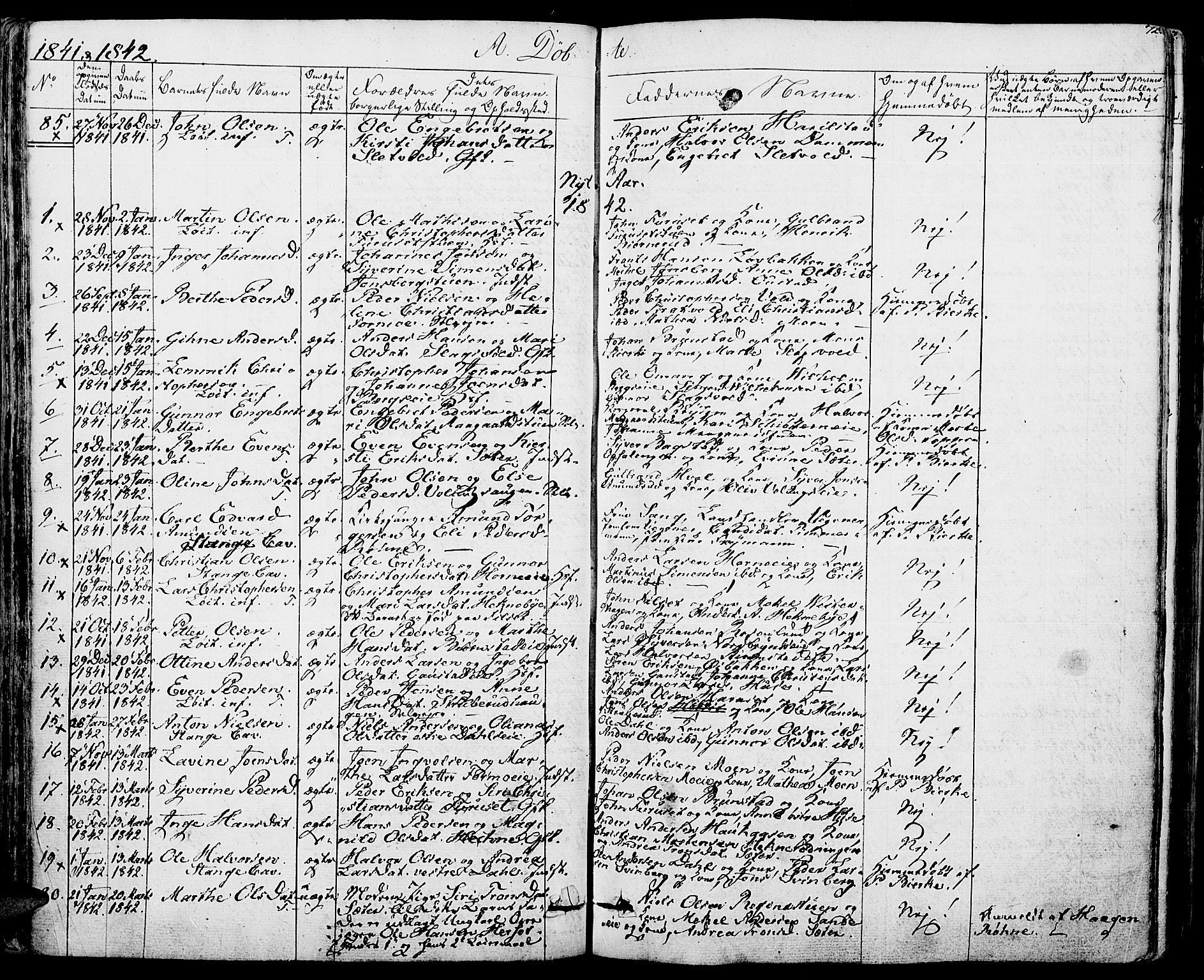 Romedal prestekontor, SAH/PREST-004/K/L0003: Parish register (official) no. 3, 1829-1846, p. 72