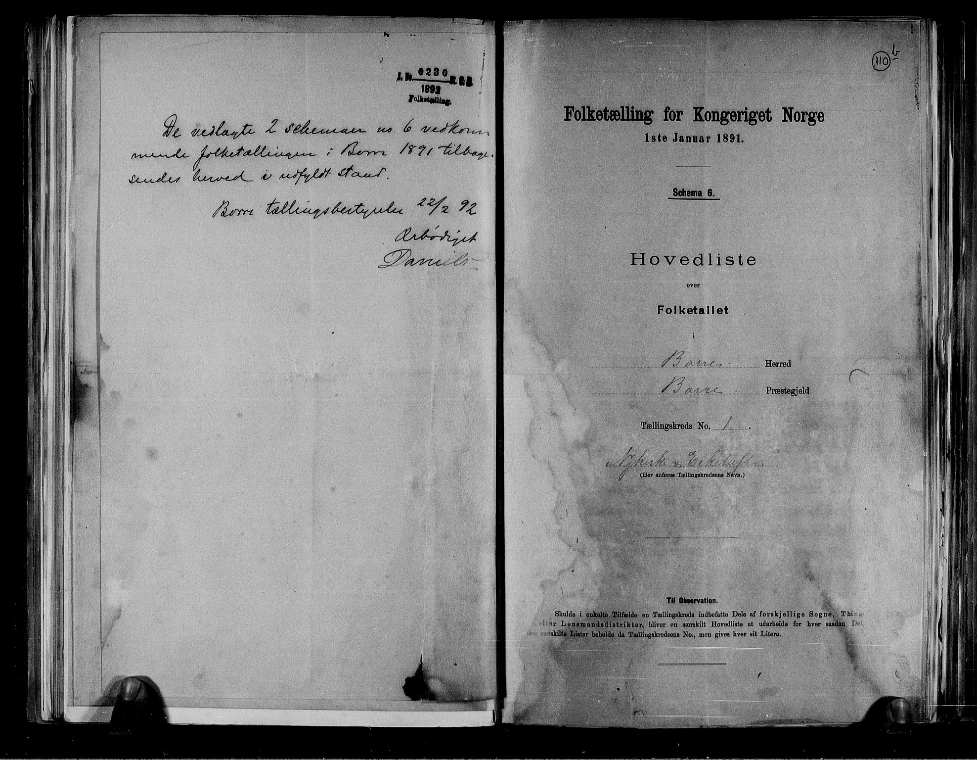 RA, 1891 census for 0717 Borre, 1891, p. 5