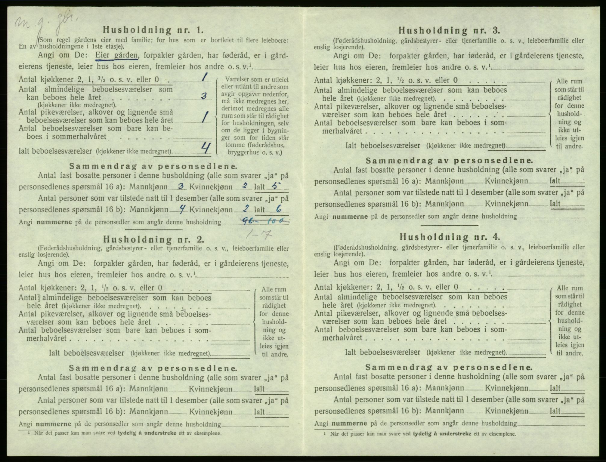 SAB, 1920 census for Moster, 1920, p. 218