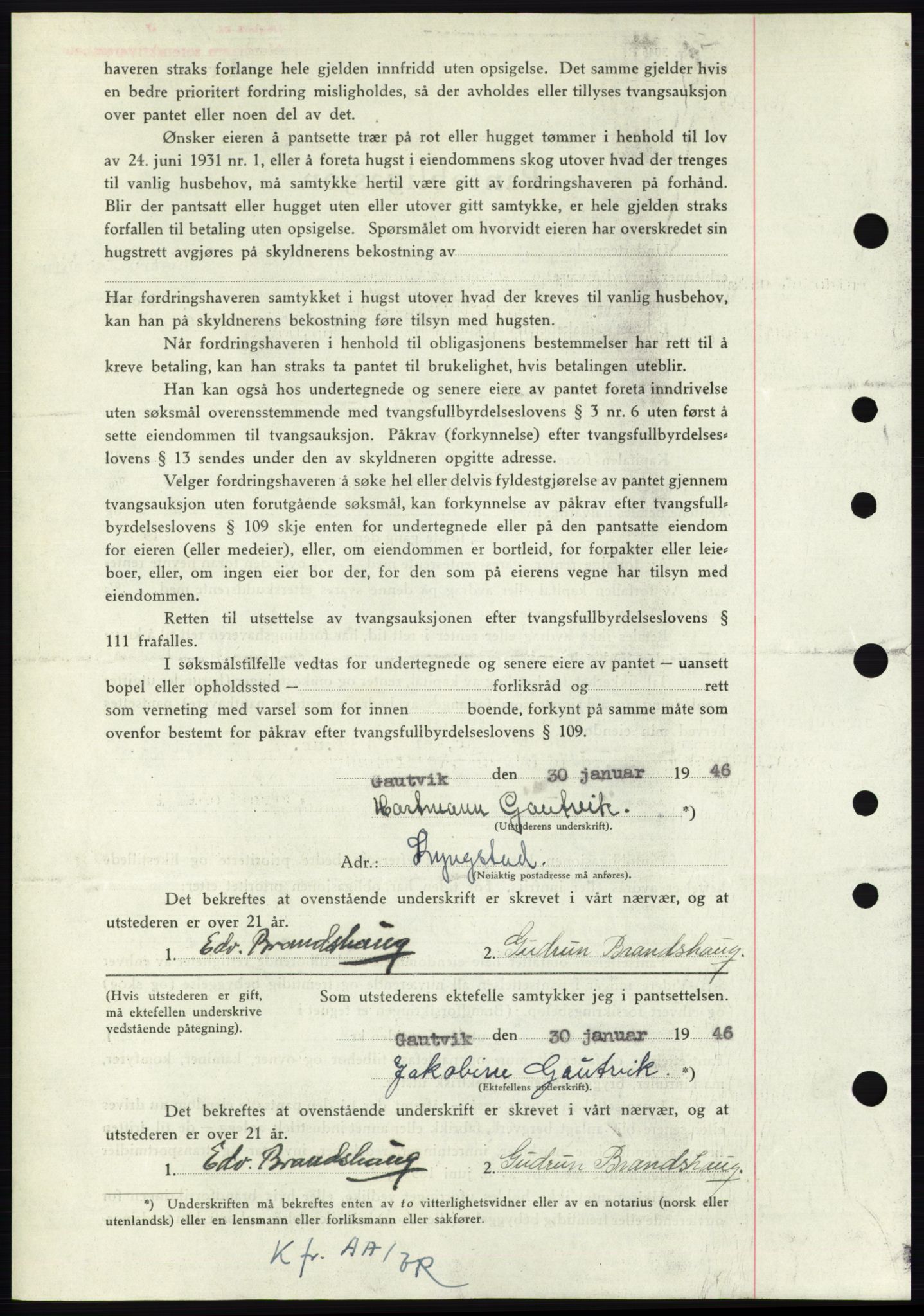 Nordmøre sorenskriveri, AV/SAT-A-4132/1/2/2Ca: Mortgage book no. B93b, 1946-1946, Diary no: : 184/1946