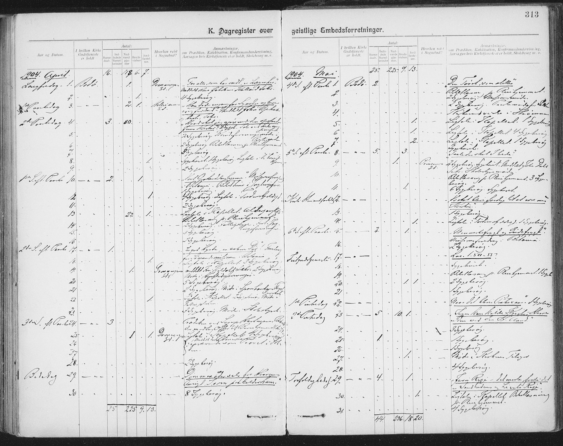 Ministerialprotokoller, klokkerbøker og fødselsregistre - Nordland, AV/SAT-A-1459/801/L0012: Parish register (official) no. 801A12, 1900-1916, p. 313